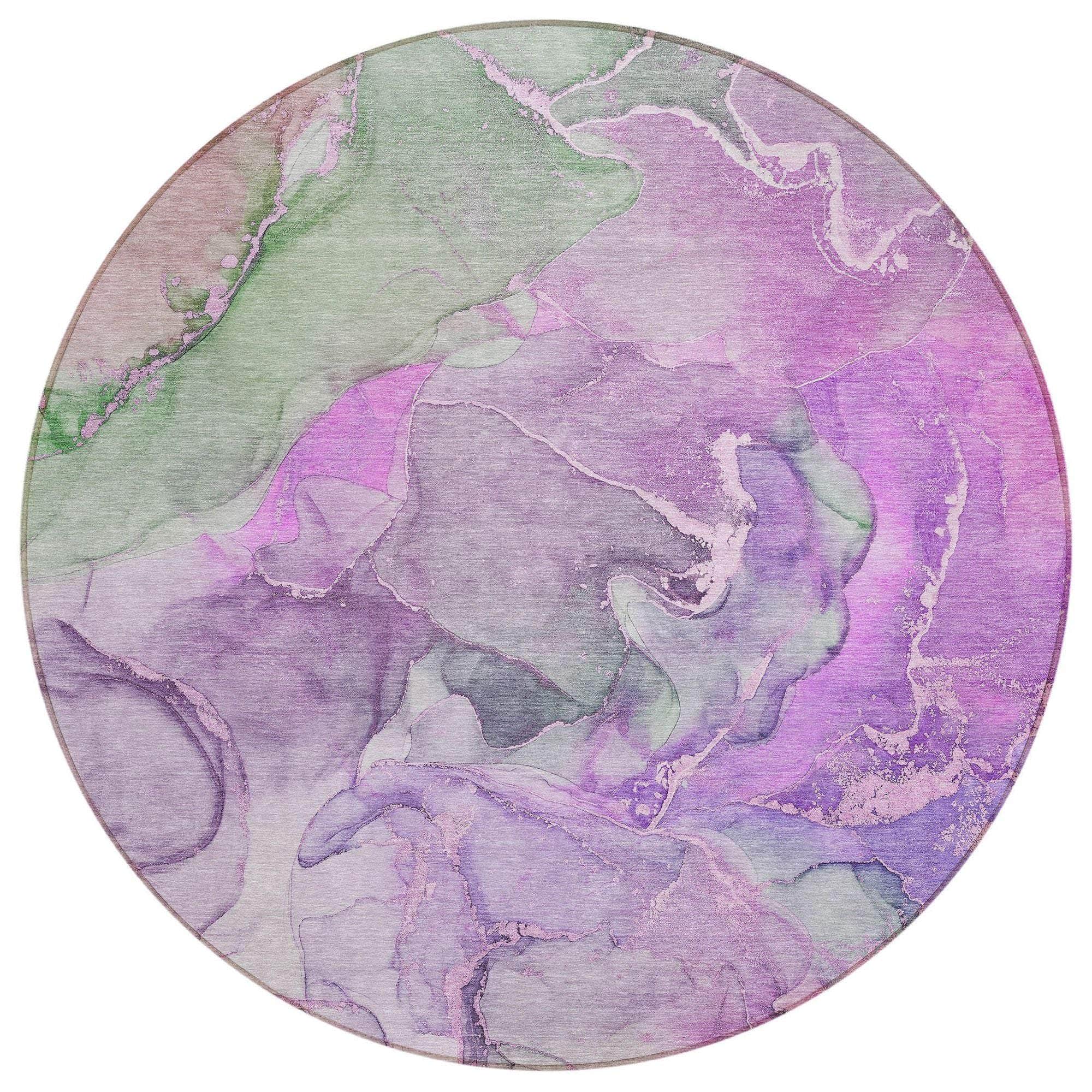 Machine Washable Purple Rug - Indoor / Outdoor - Kids / Pet Friendly Watercolors Print Rug