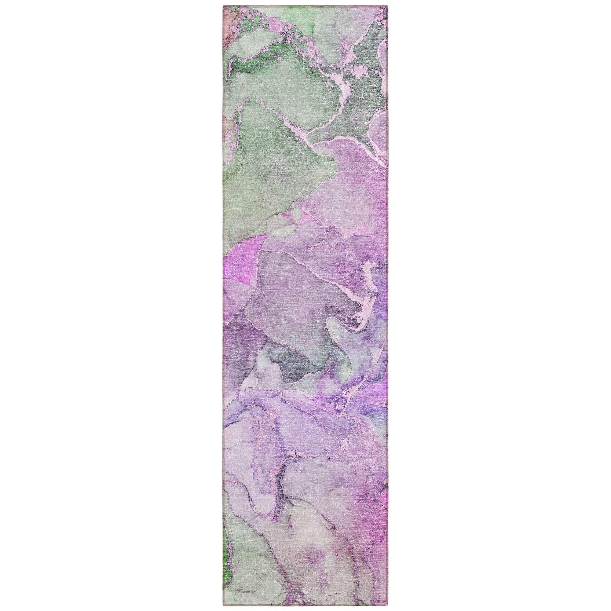 Machine Washable Purple Rug - Indoor / Outdoor - Kids / Pet Friendly Watercolors Print Rug