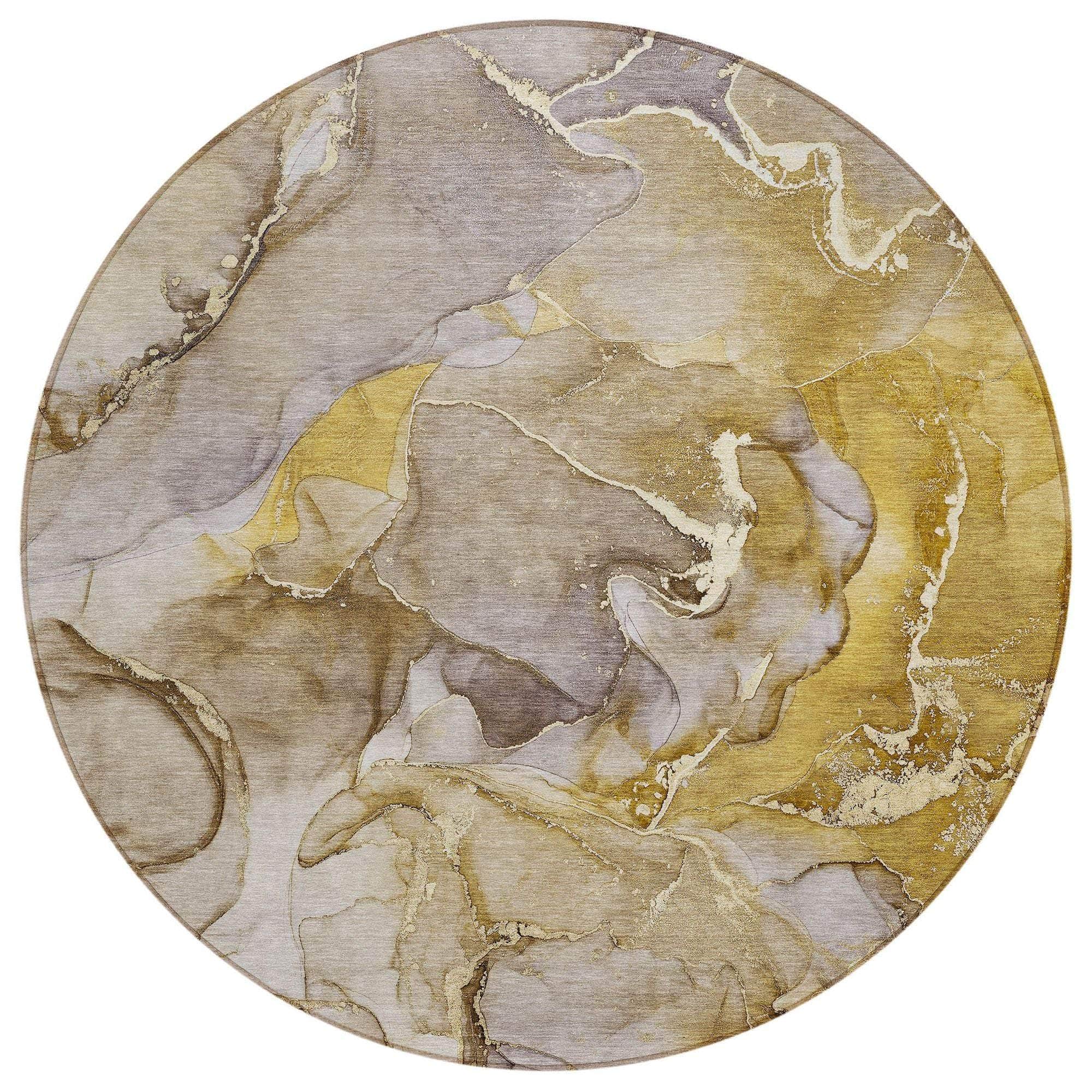 Machine Washable Taupe Brown Rug - Indoor / Outdoor - Kids / Pet Friendly Watercolors Print Rug