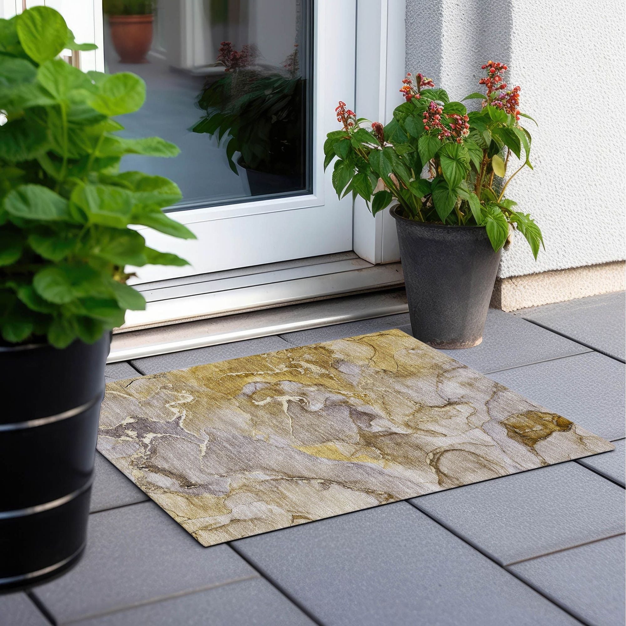 Machine Made ACN500 Taupe Brown Rugs