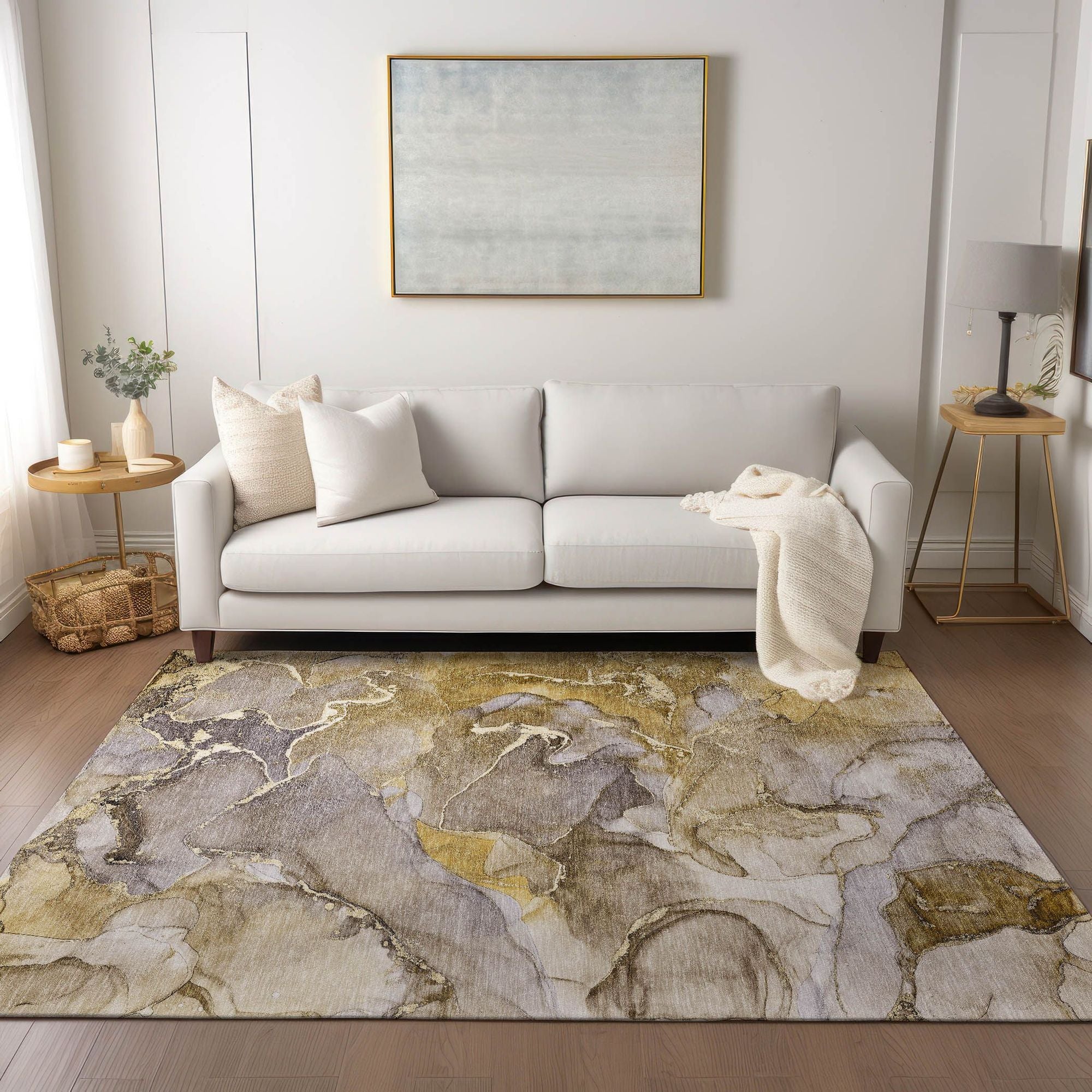 Machine Made ACN500 Taupe Brown Rugs