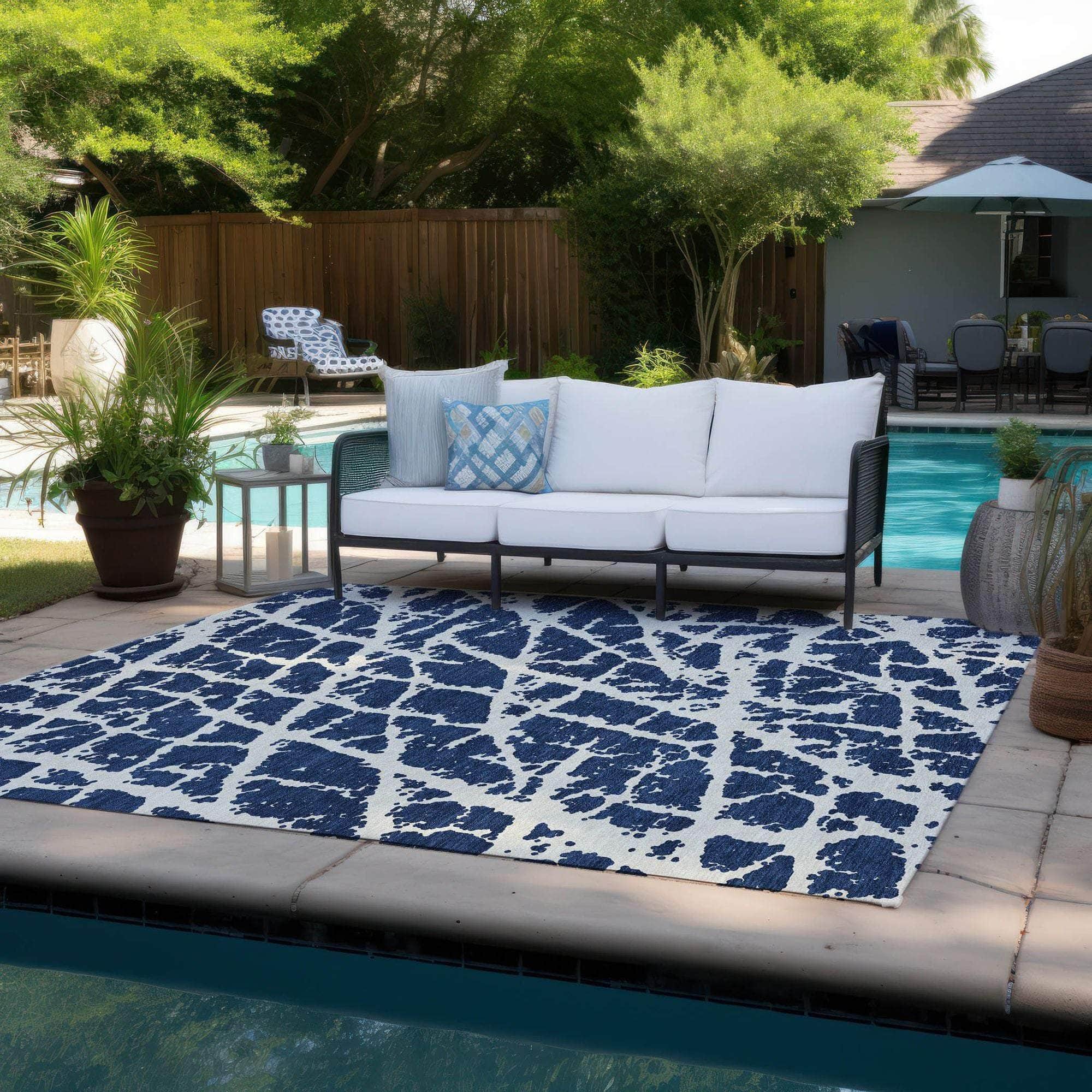 Machine Made ACN501 Navy Blue Rugs