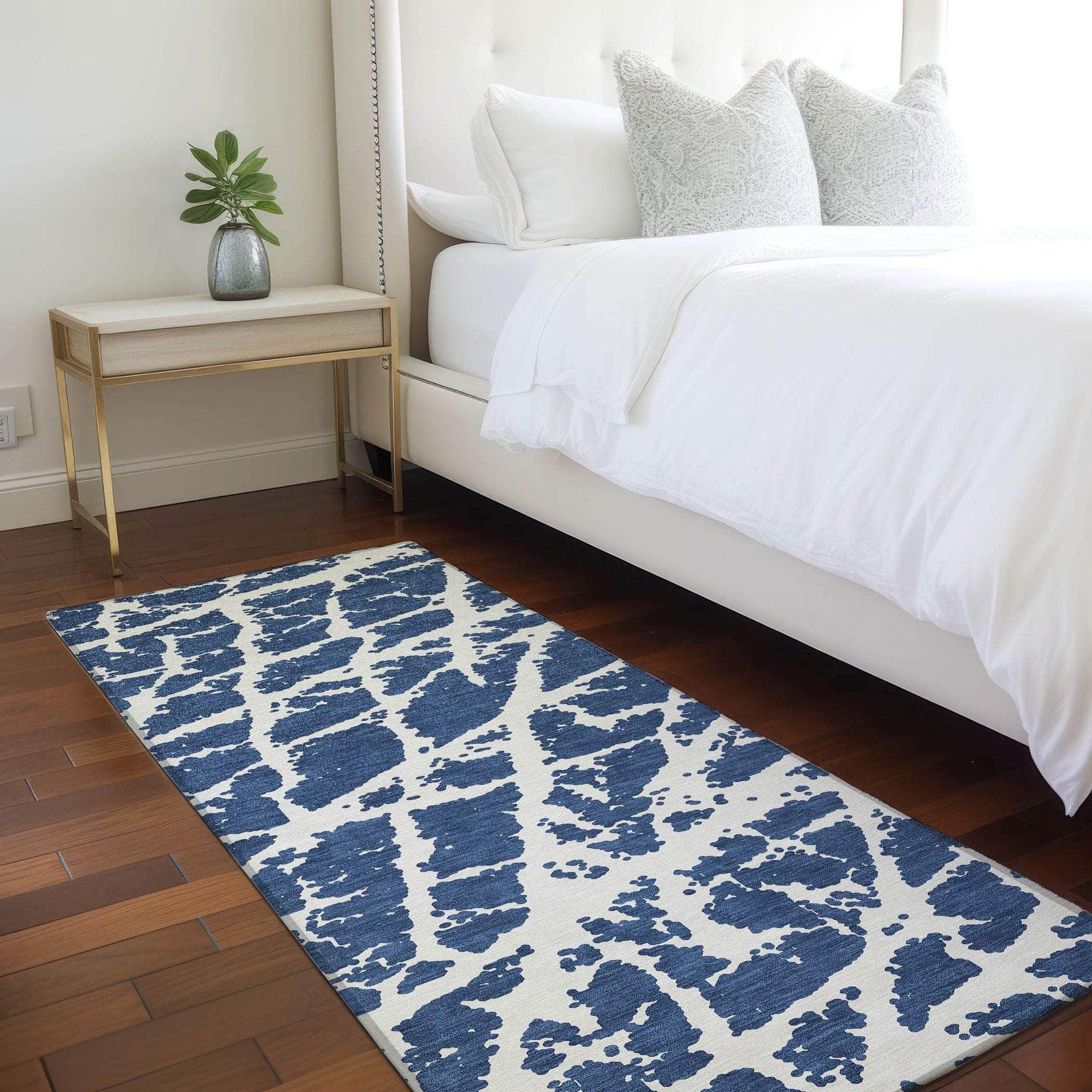 Machine Made ACN501 Navy Blue Rugs