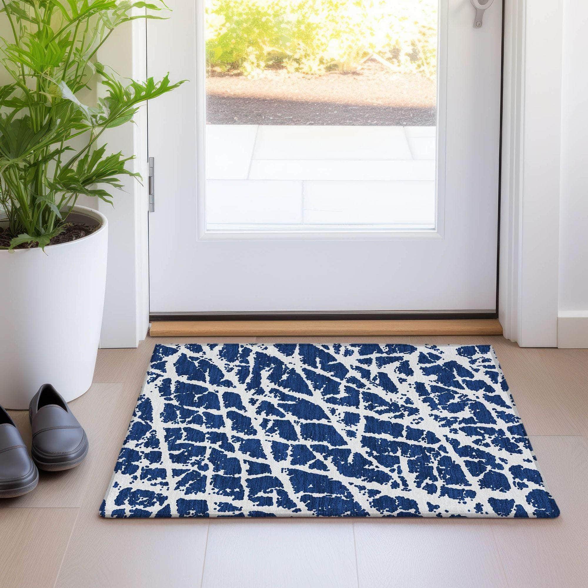 Machine Made ACN501 Navy Blue Rugs