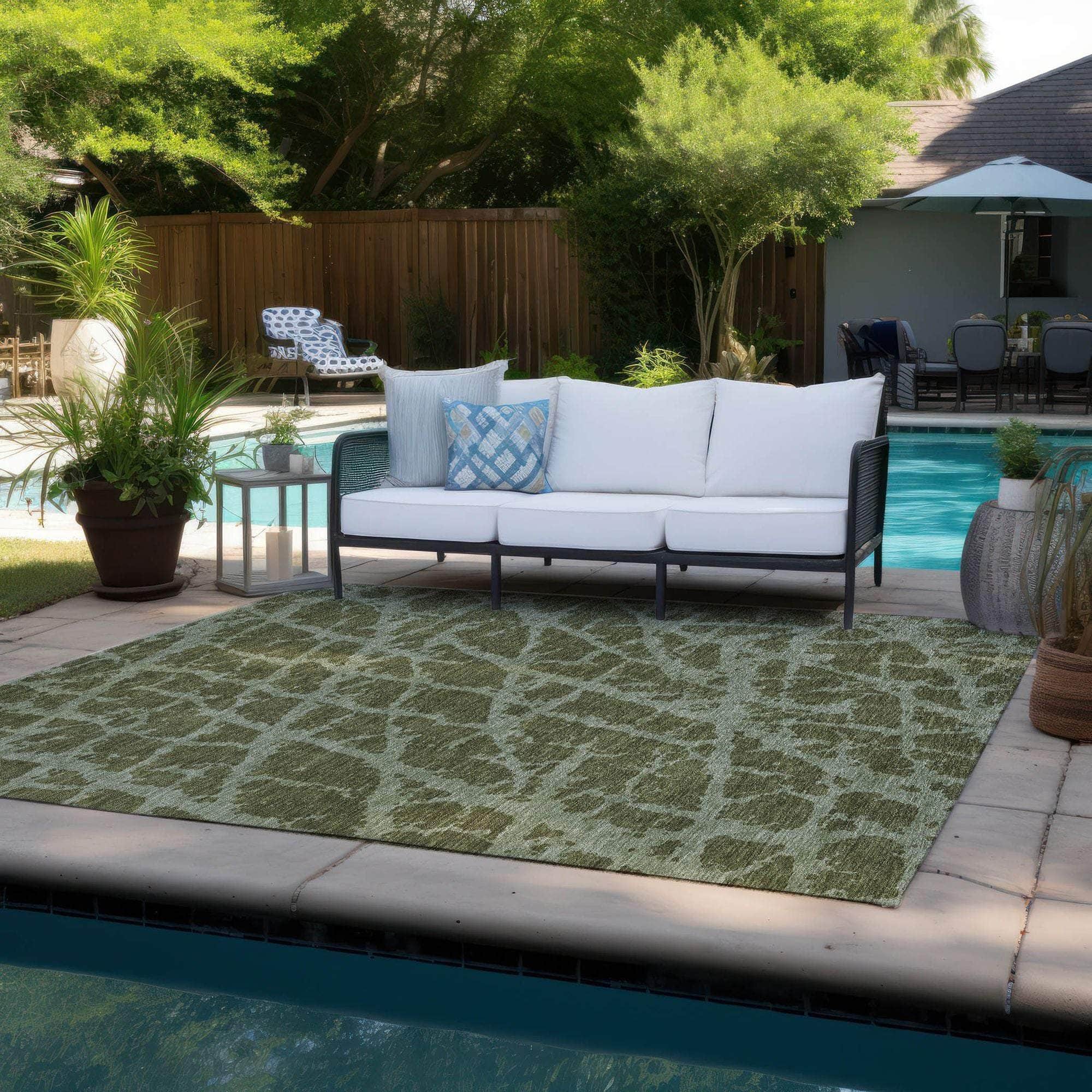 Machine Made ACN501 Olive Green Rugs