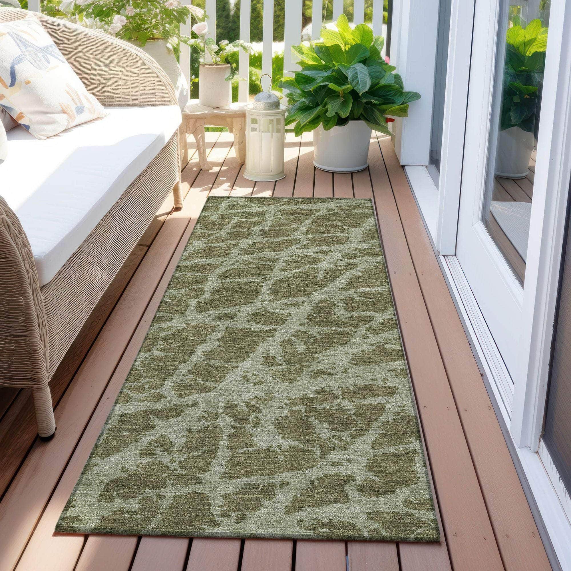 Machine Made ACN501 Olive Green Rugs