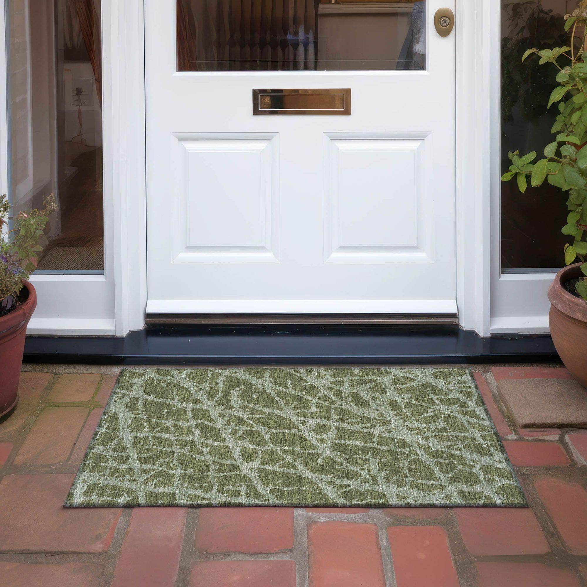 Machine Made ACN501 Olive Green Rugs