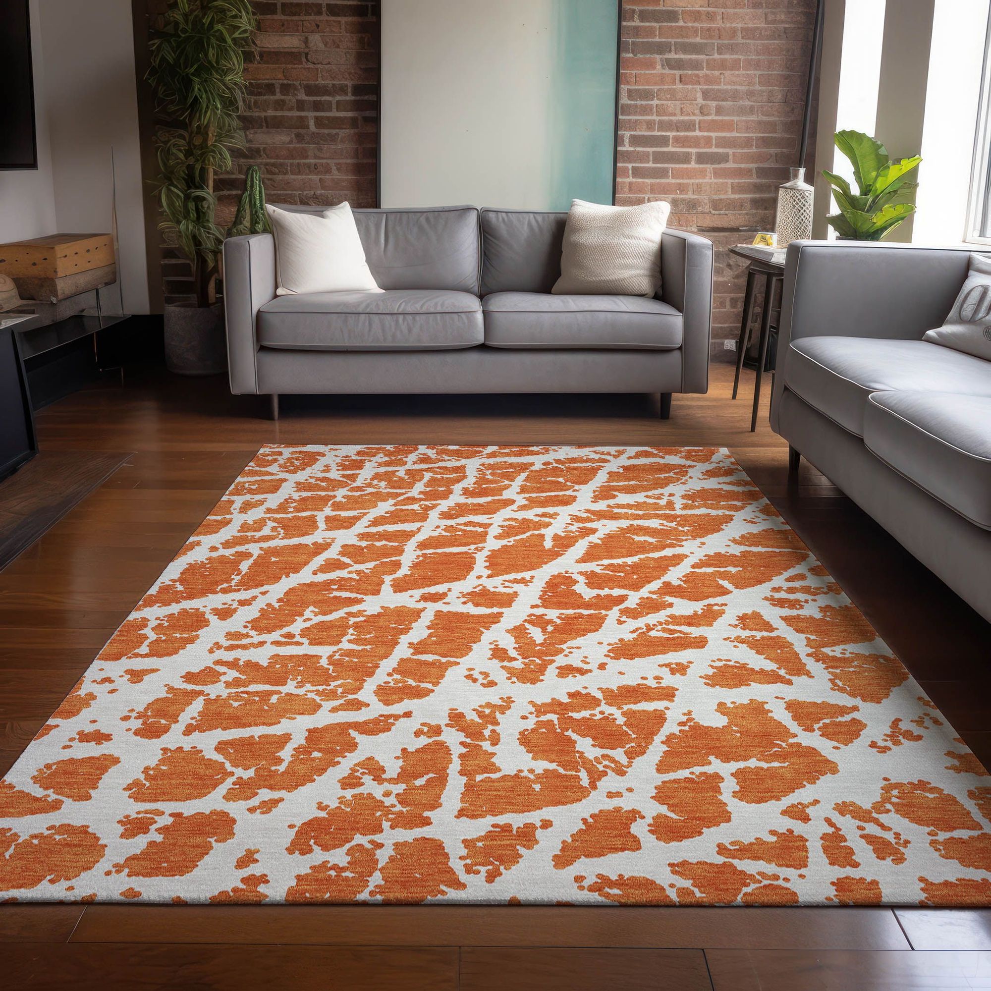 Machine Made ACN501 Orange Rugs