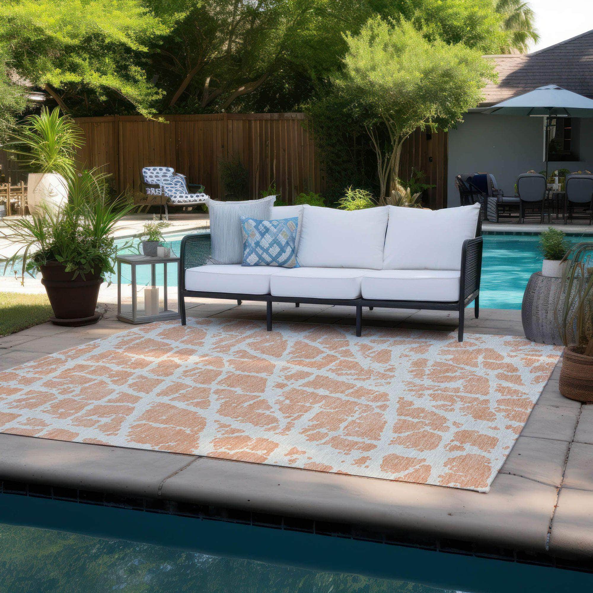 Machine Made ACN501 Peach Orange Rugs
