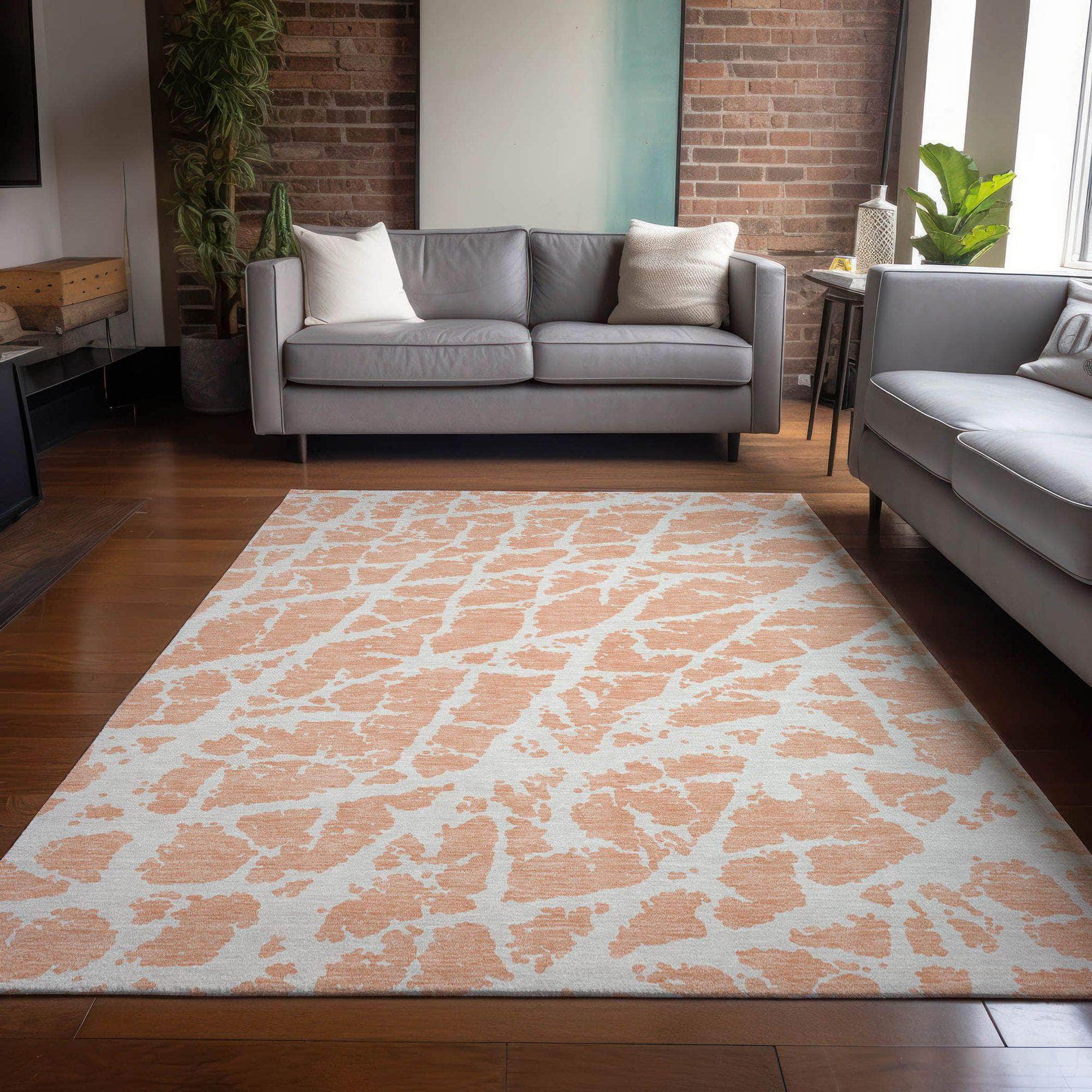 Machine Made ACN501 Peach Orange Rugs