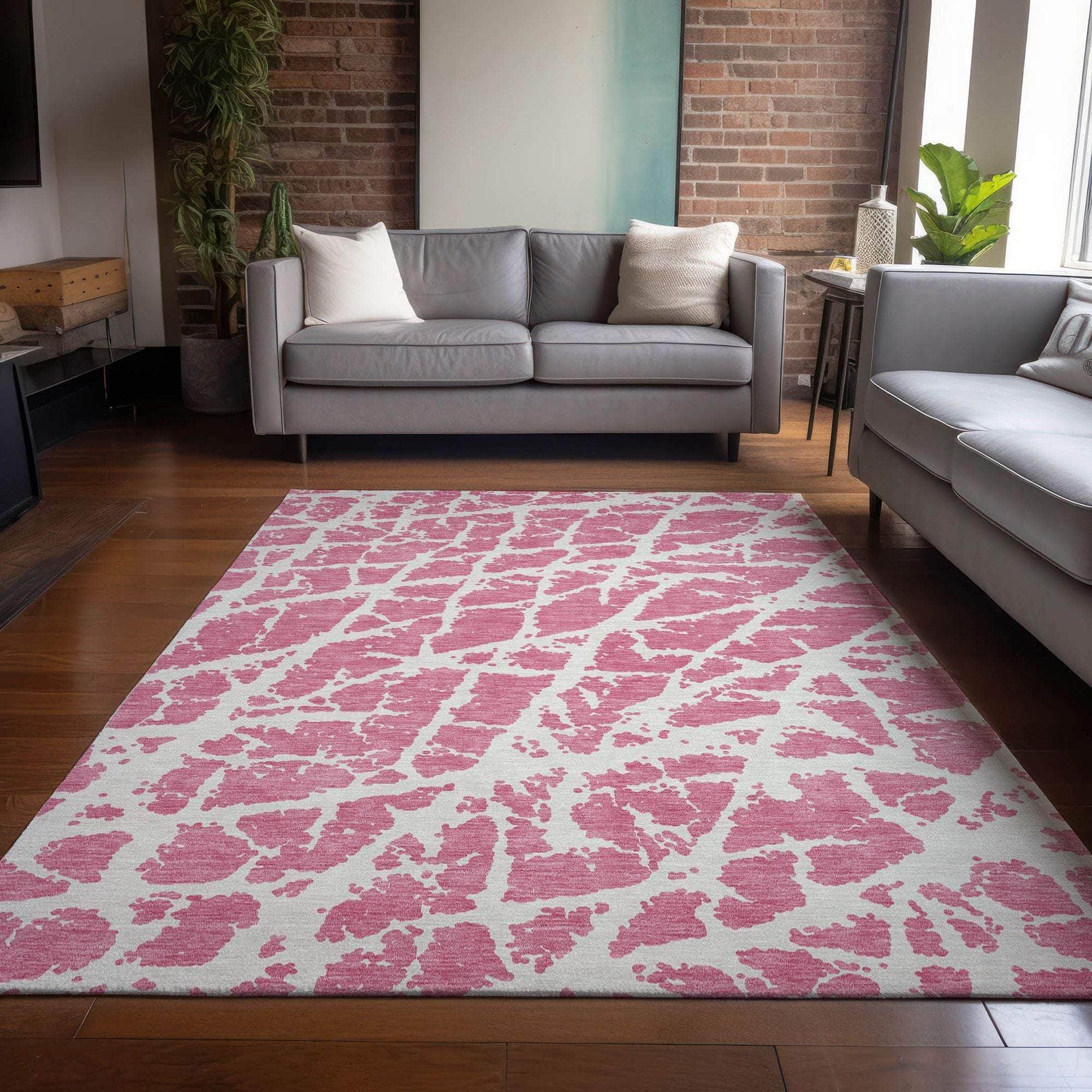 Machine Made ACN501 Pink Rugs