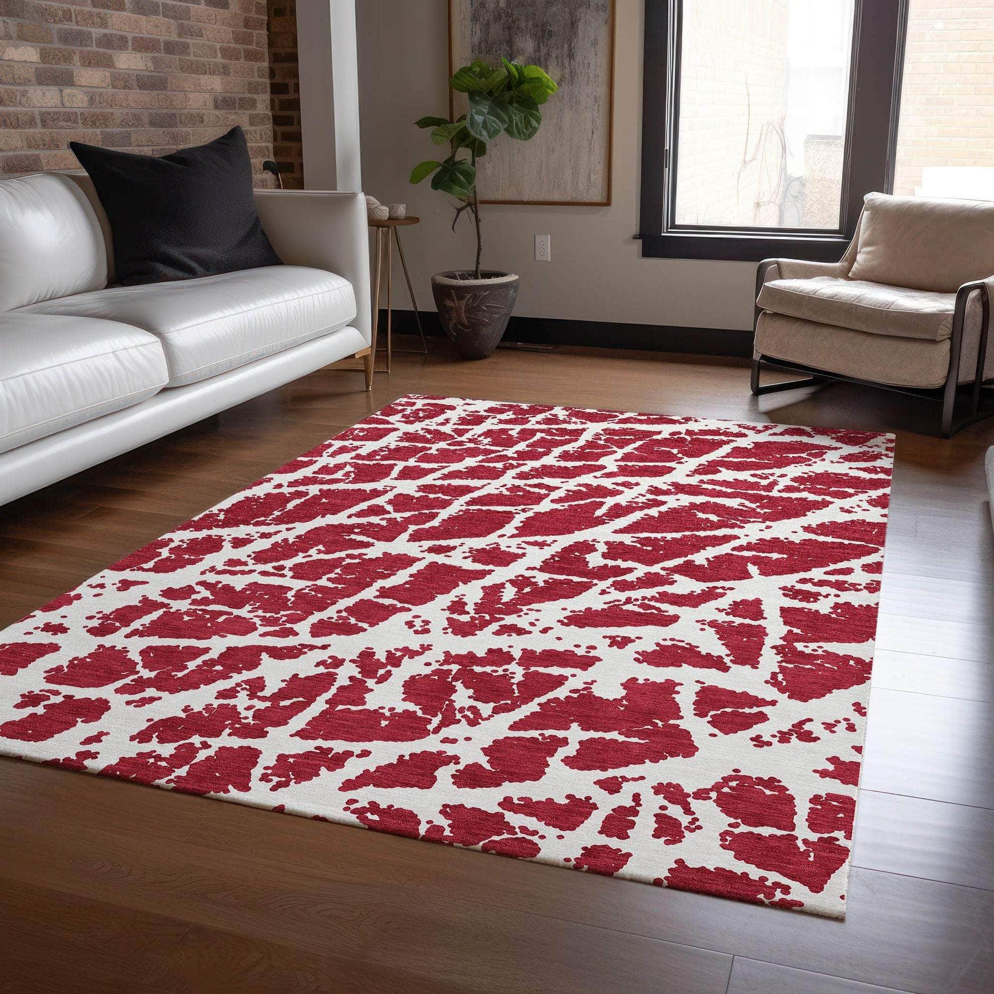 Machine Made ACN501 Red Rugs