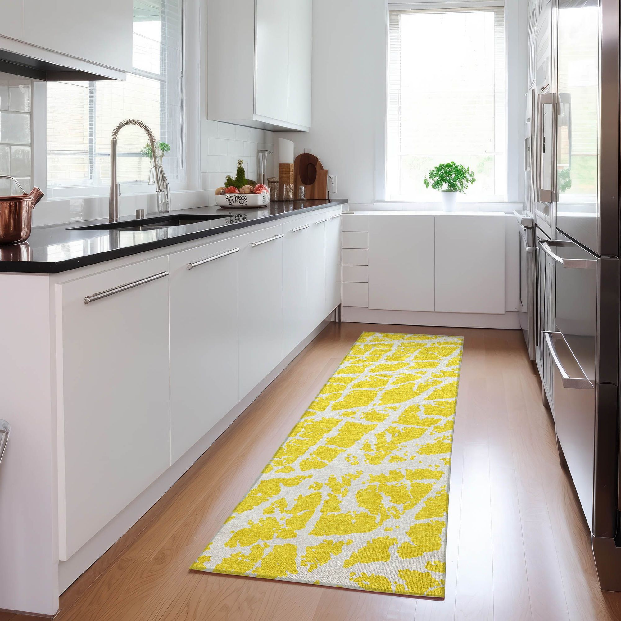 Machine Made ACN501 Yellow Gold Rugs