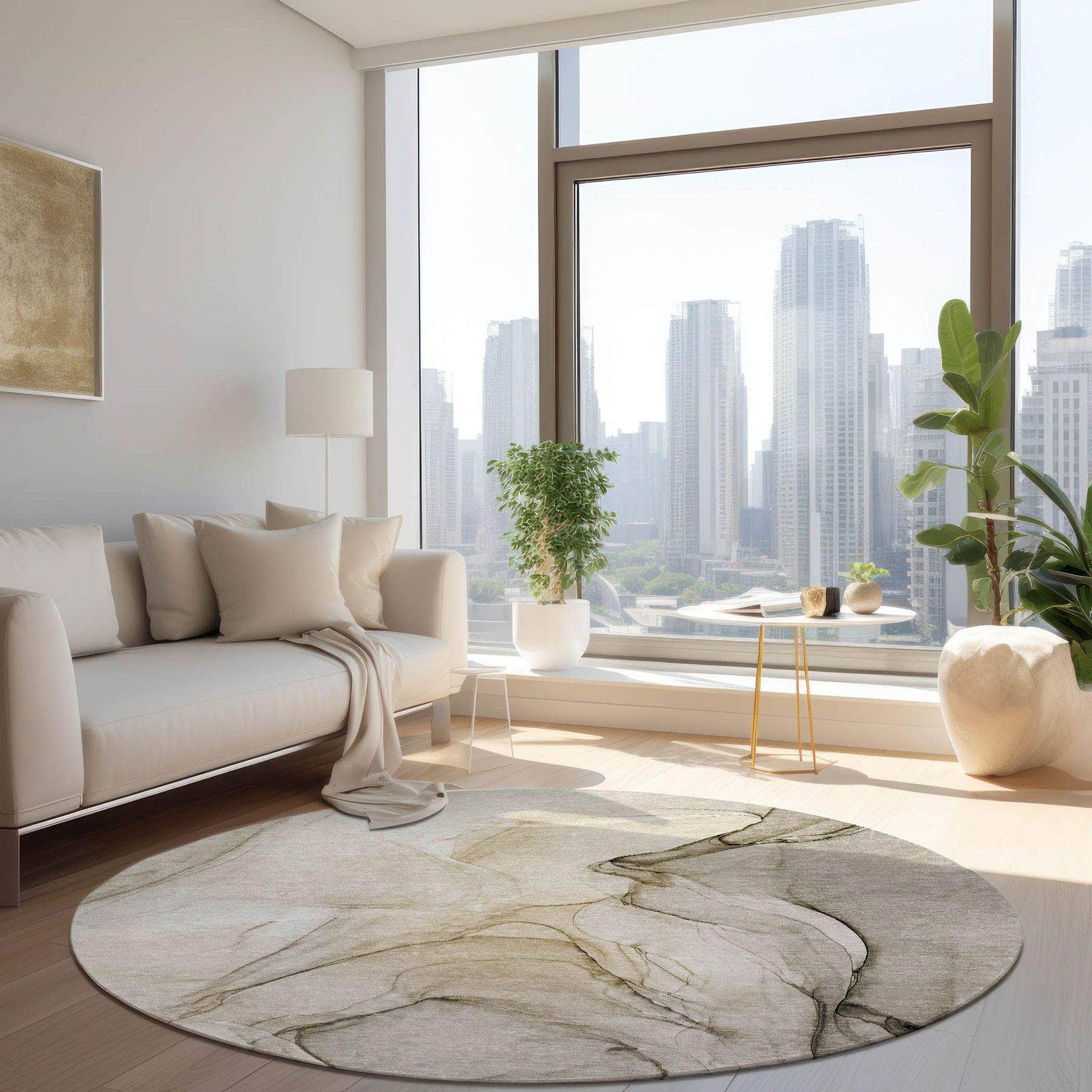Machine Made ACN502 Beige Brown Rugs