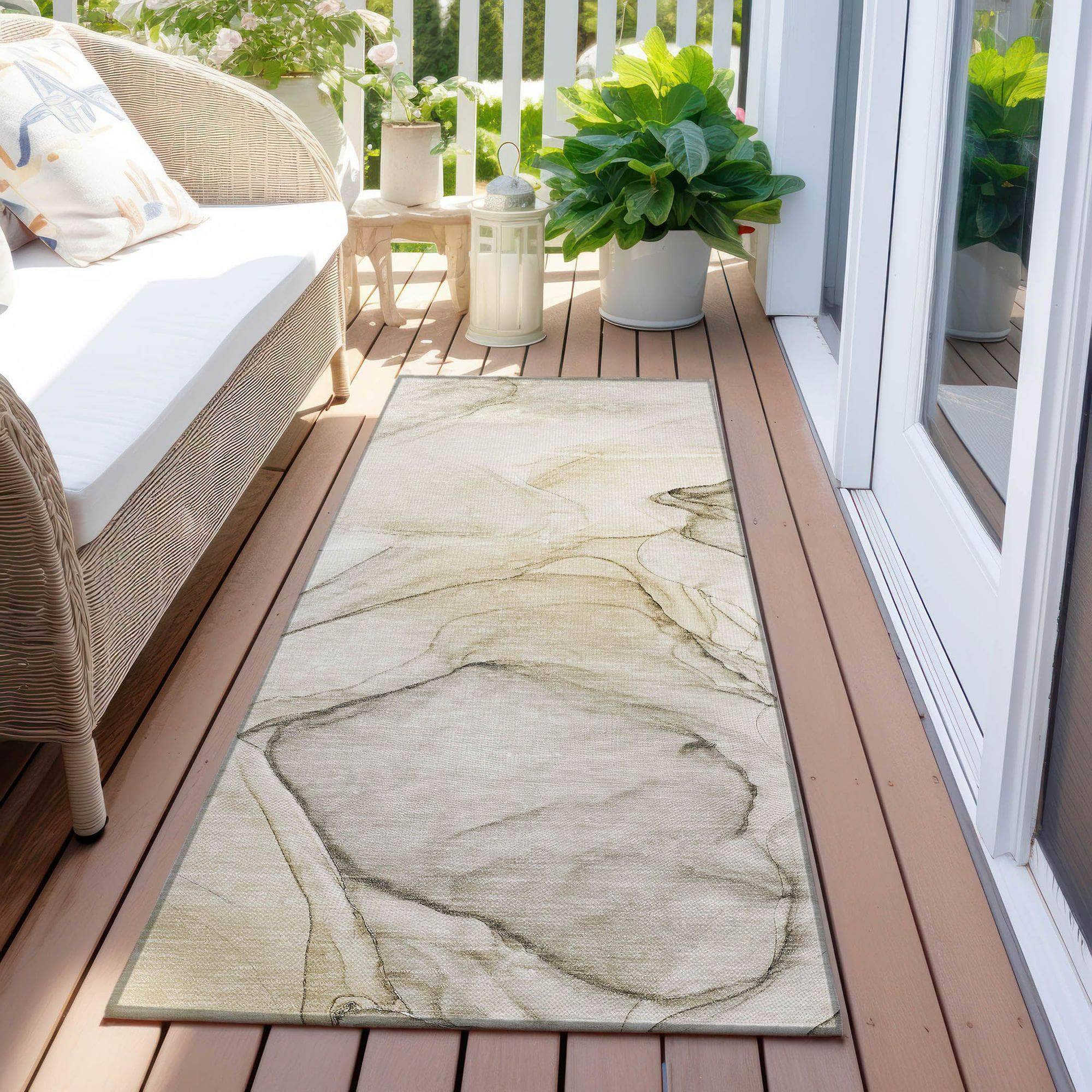 Machine Made ACN502 Beige Brown Rugs
