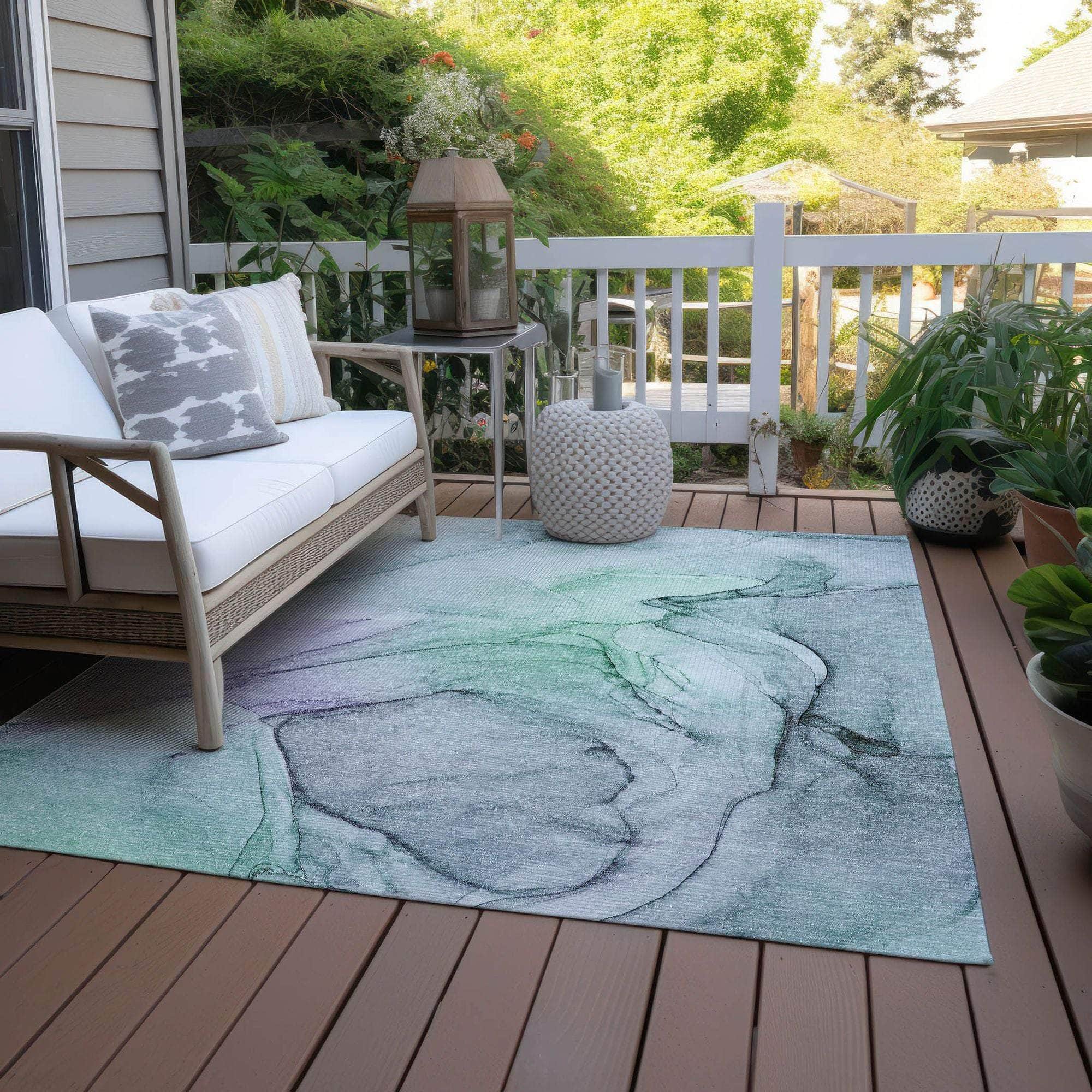 Machine Made ACN502 Blue Rugs