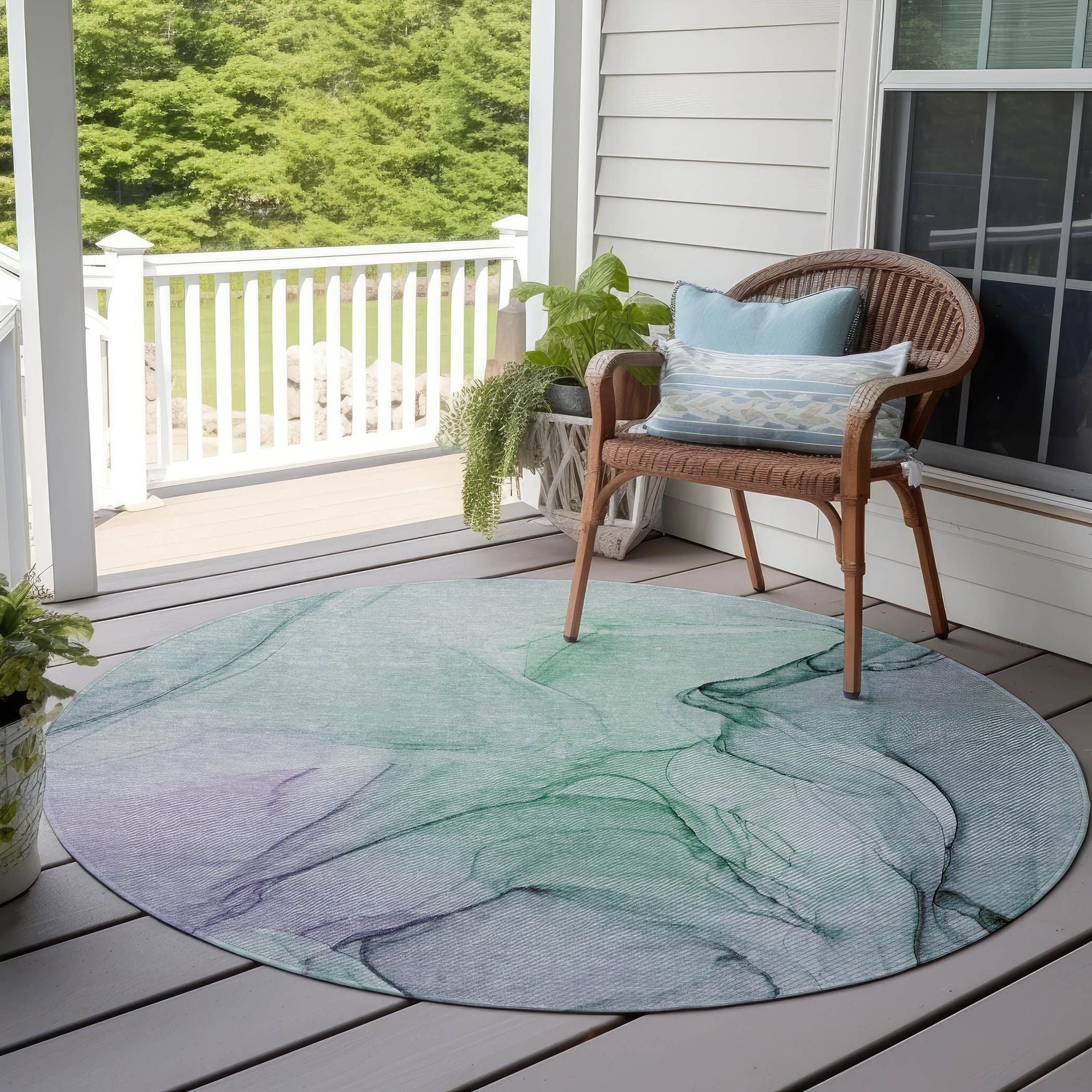 Machine Made ACN502 Blue Rugs