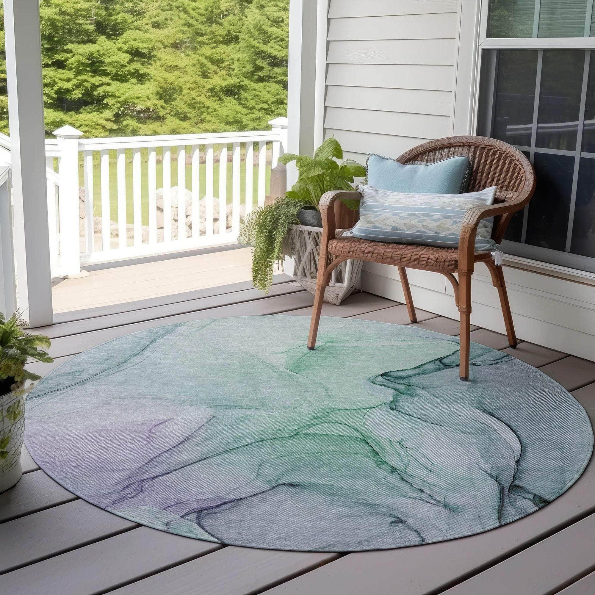 Machine Made ACN502 Blue Rugs