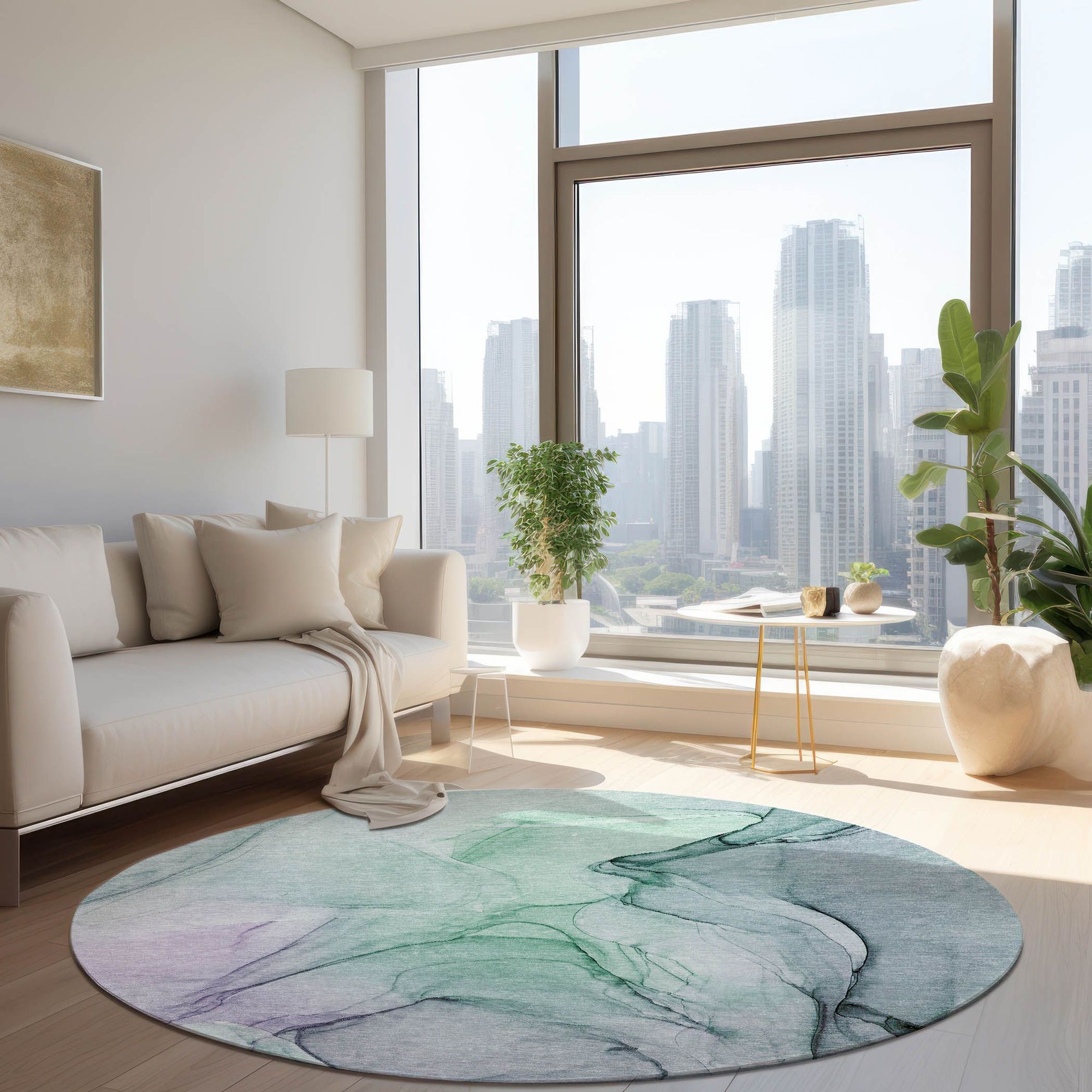 Machine Made ACN502 Blue Rugs