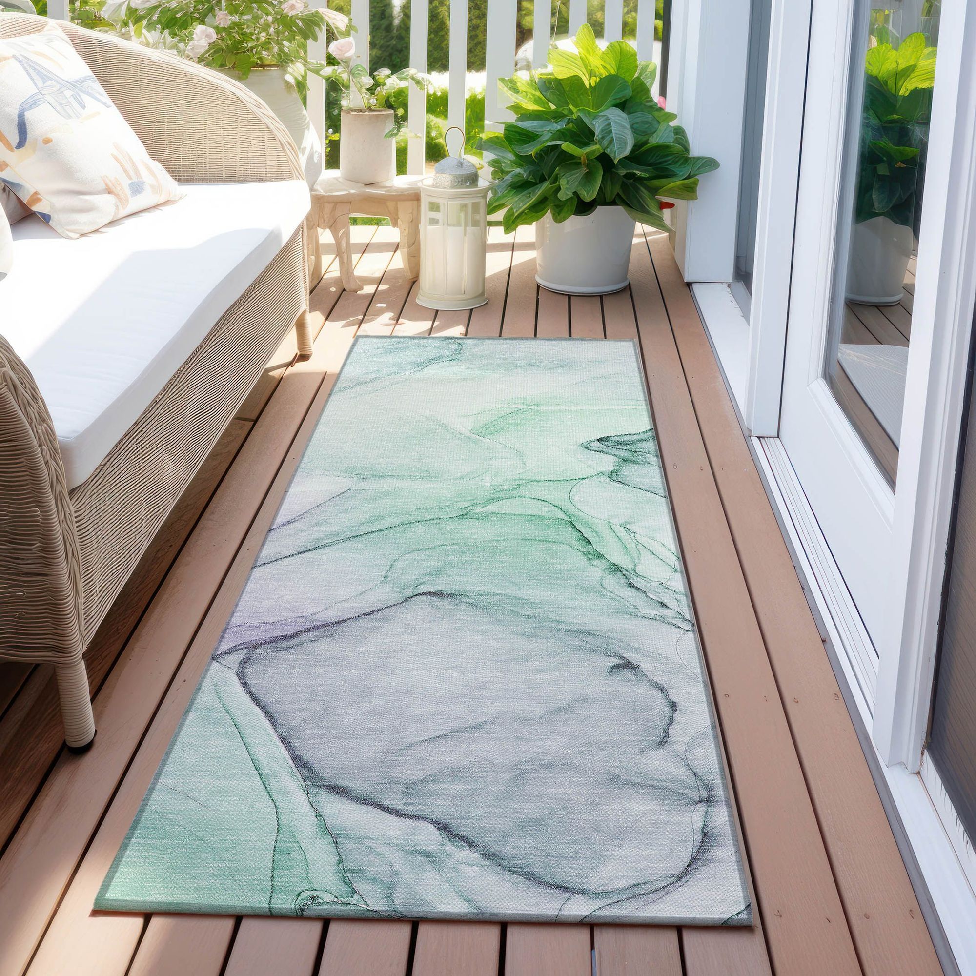 Machine Made ACN502 Blue Rugs