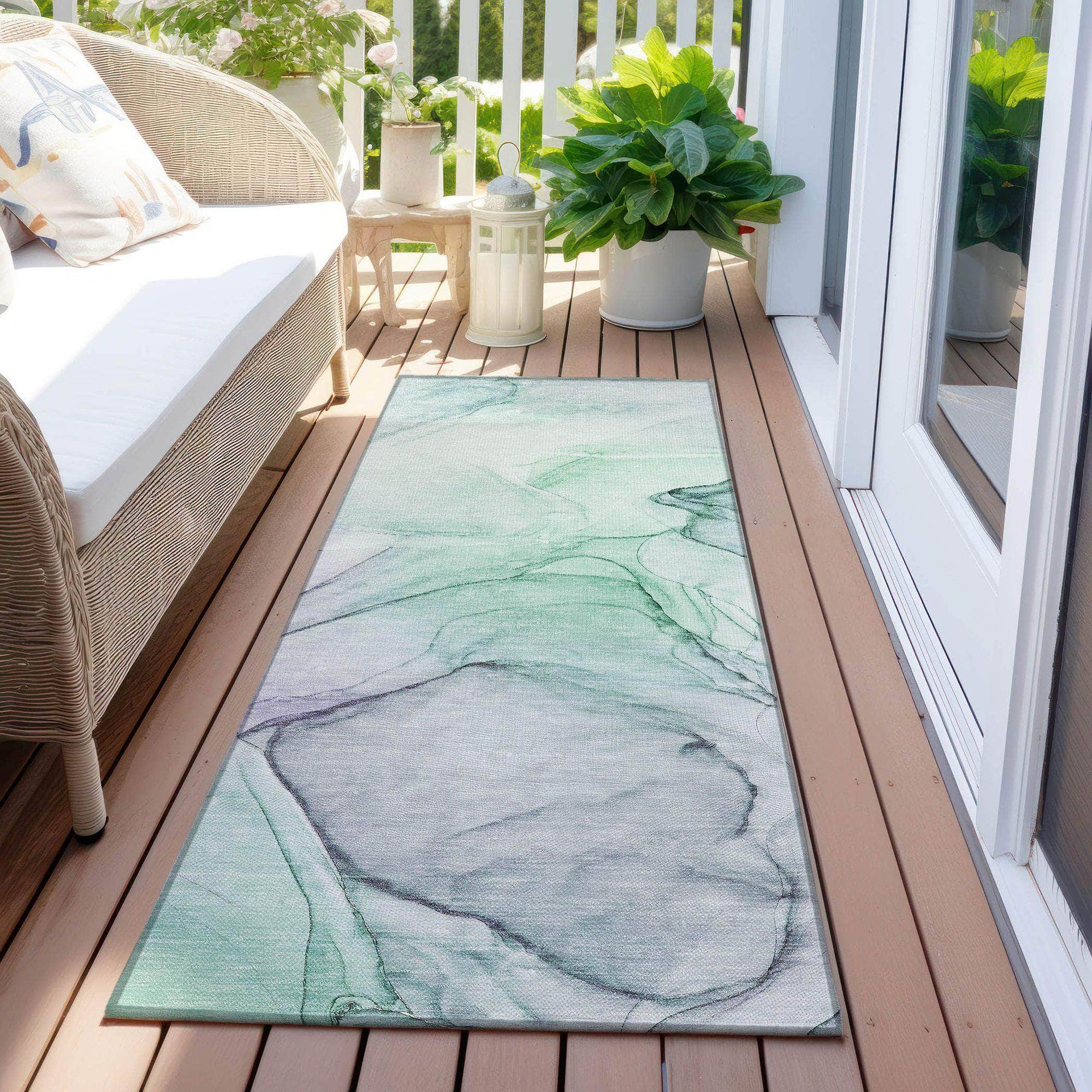 Machine Made ACN502 Blue Rugs