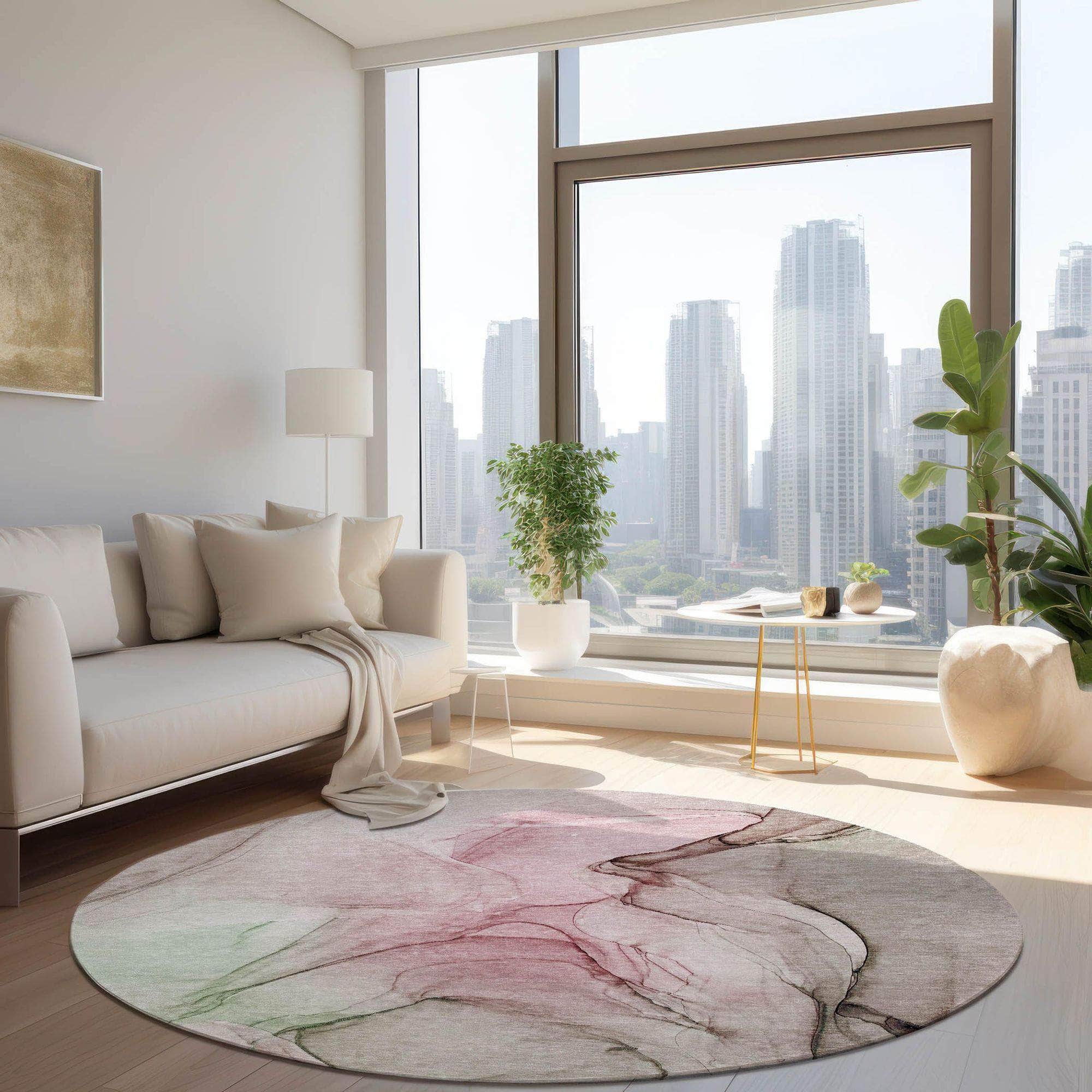 Machine Made ACN502 Blush Pink Rugs