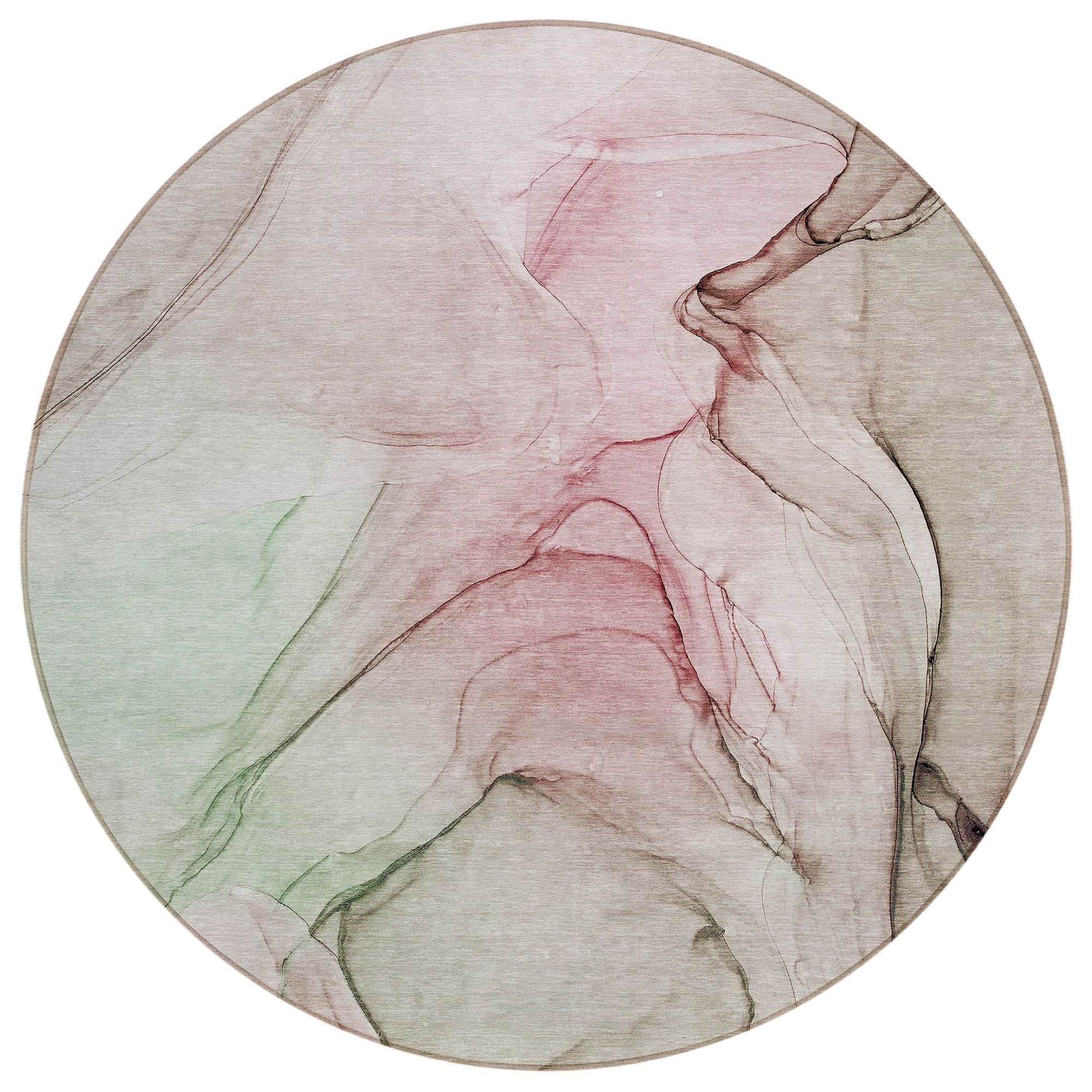 Machine Washable Blush Pink Rug - Indoor / Outdoor - Kids / Pet Friendly Watercolors Print Rug