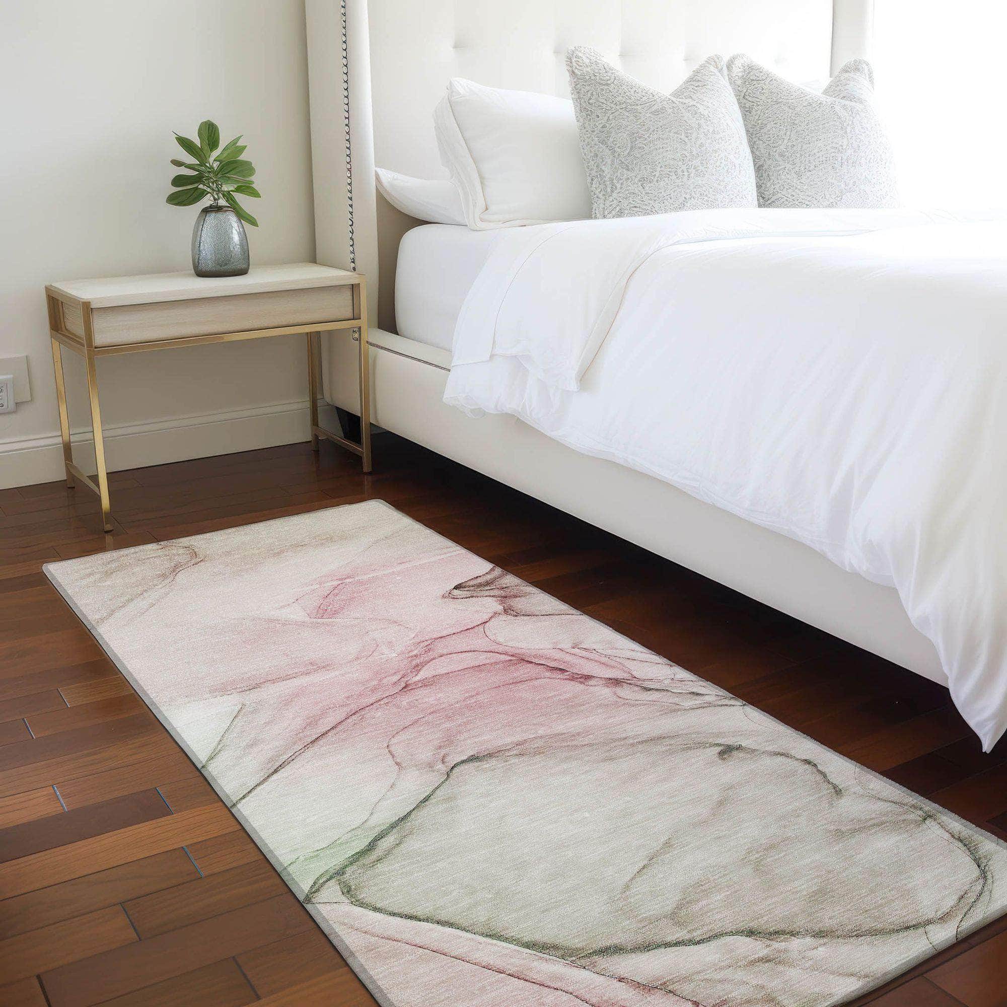 Machine Made ACN502 Blush Pink Rugs