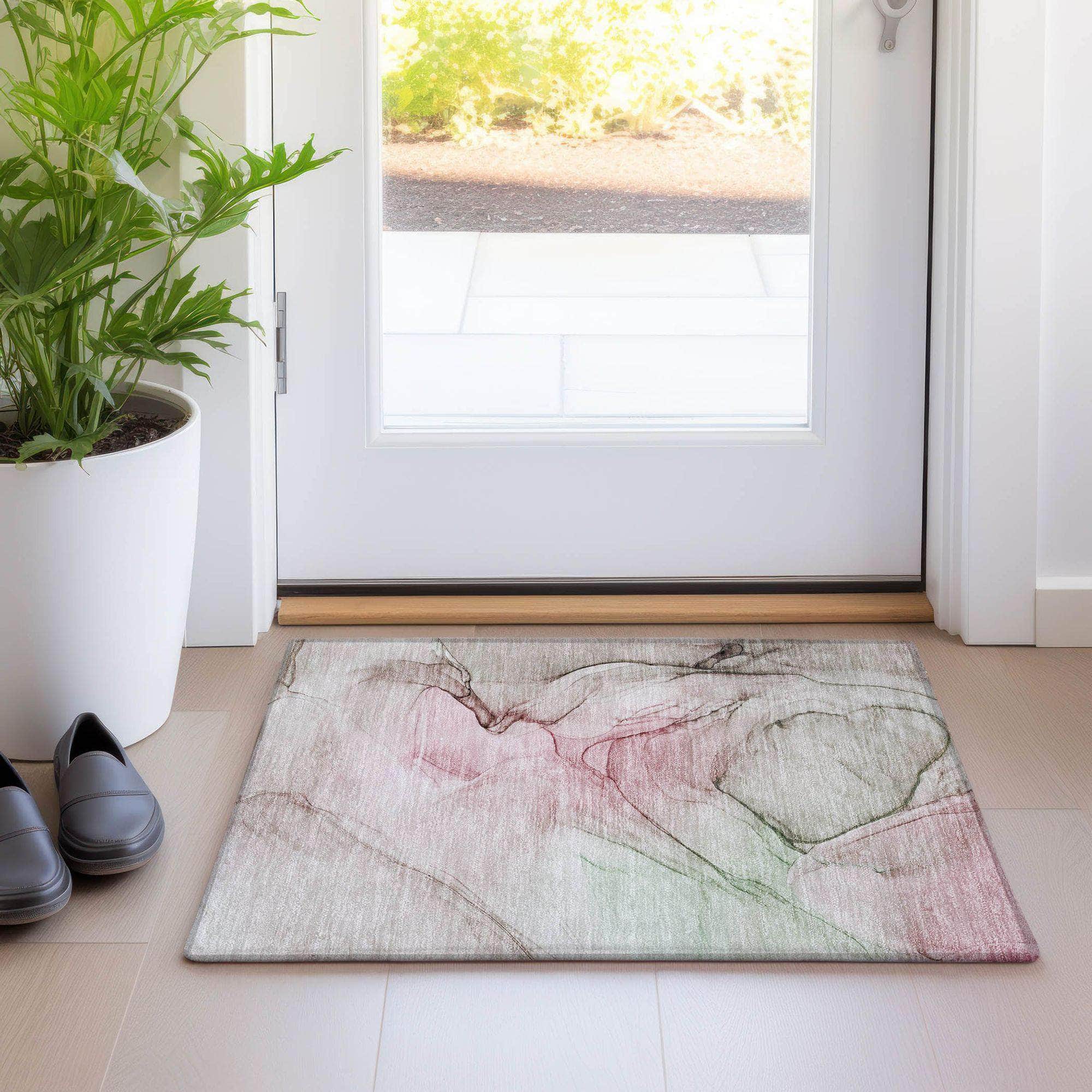 Machine Made ACN502 Blush Pink Rugs