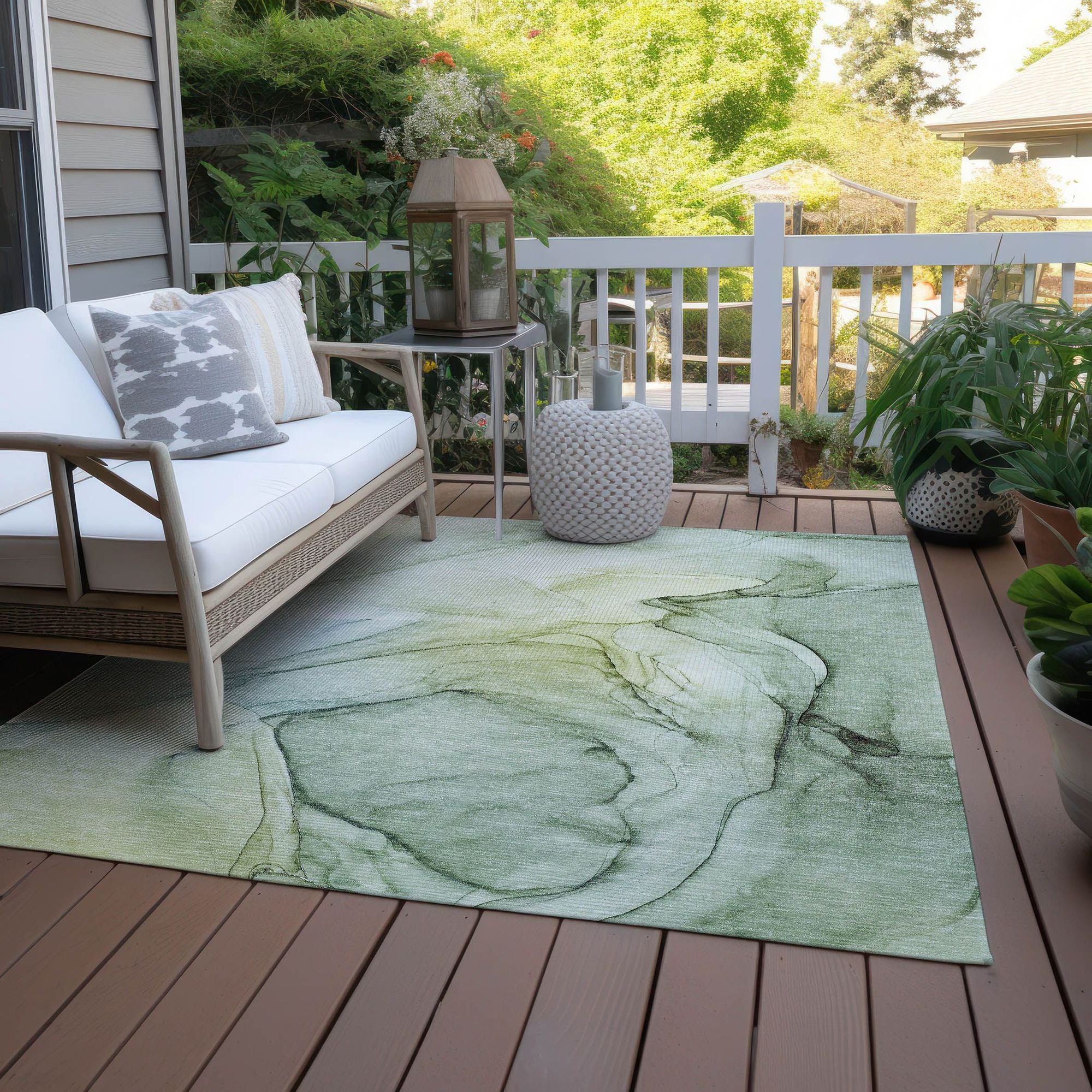 Machine Made ACN502 Green Rugs