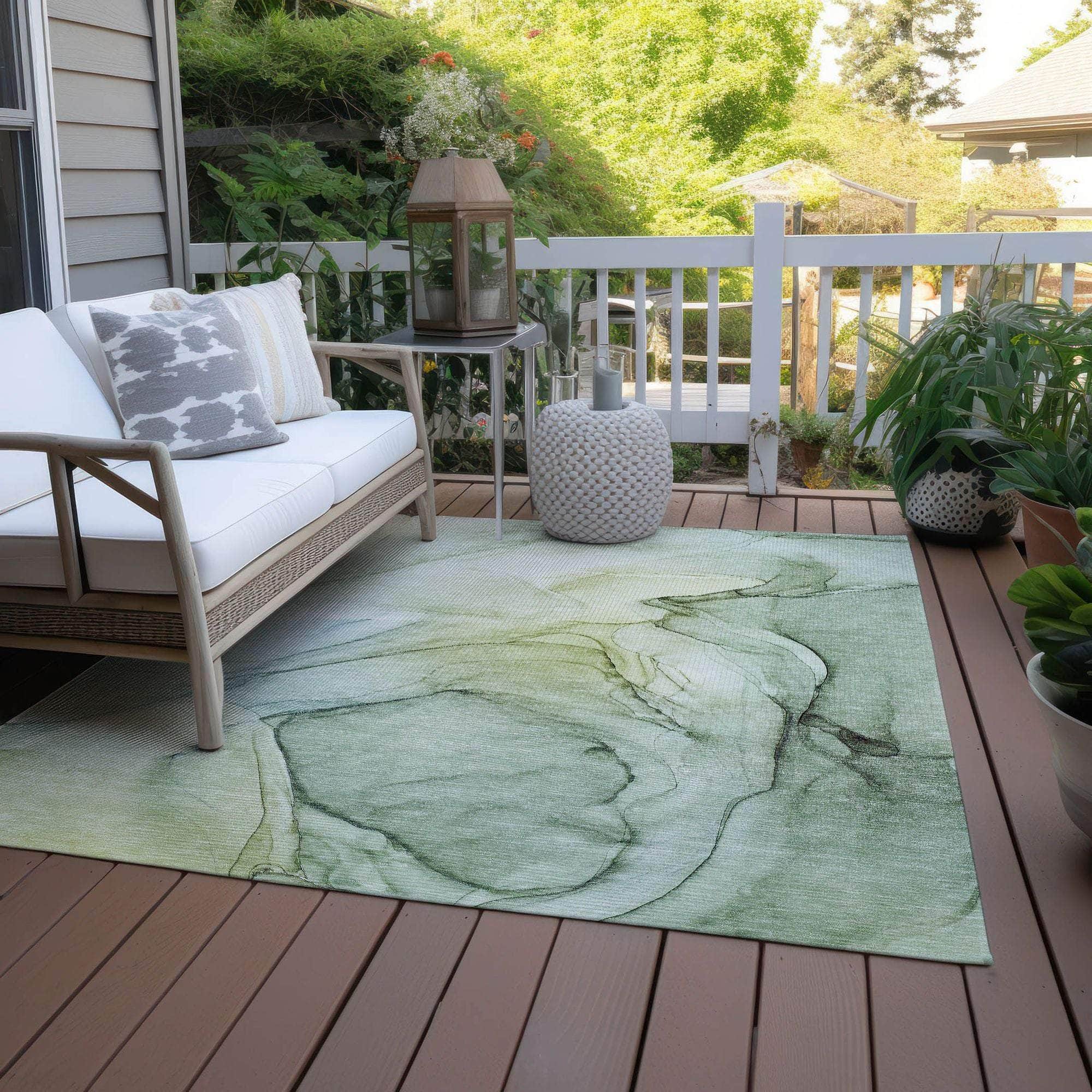 Machine Made ACN502 Green Rugs