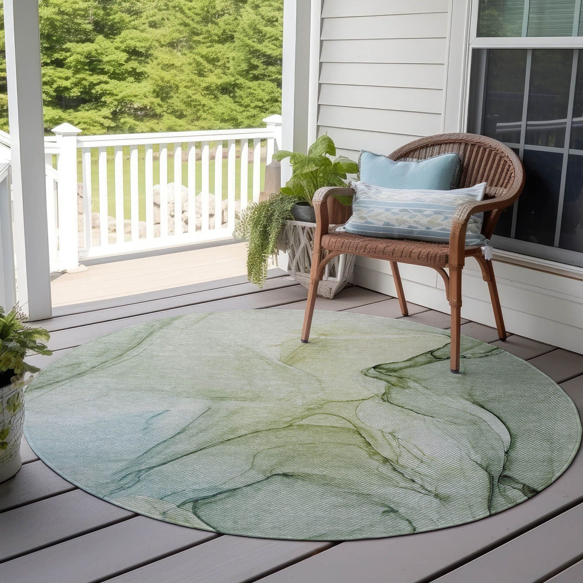 Machine Made ACN502 Green Rugs
