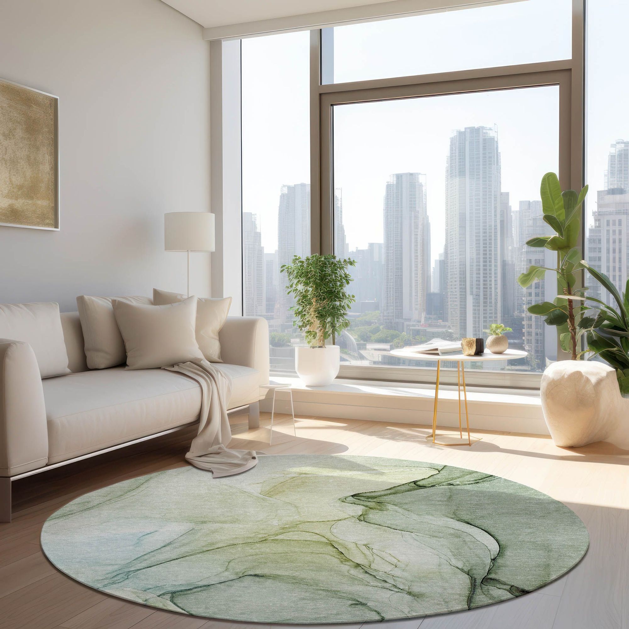Machine Made ACN502 Green Rugs