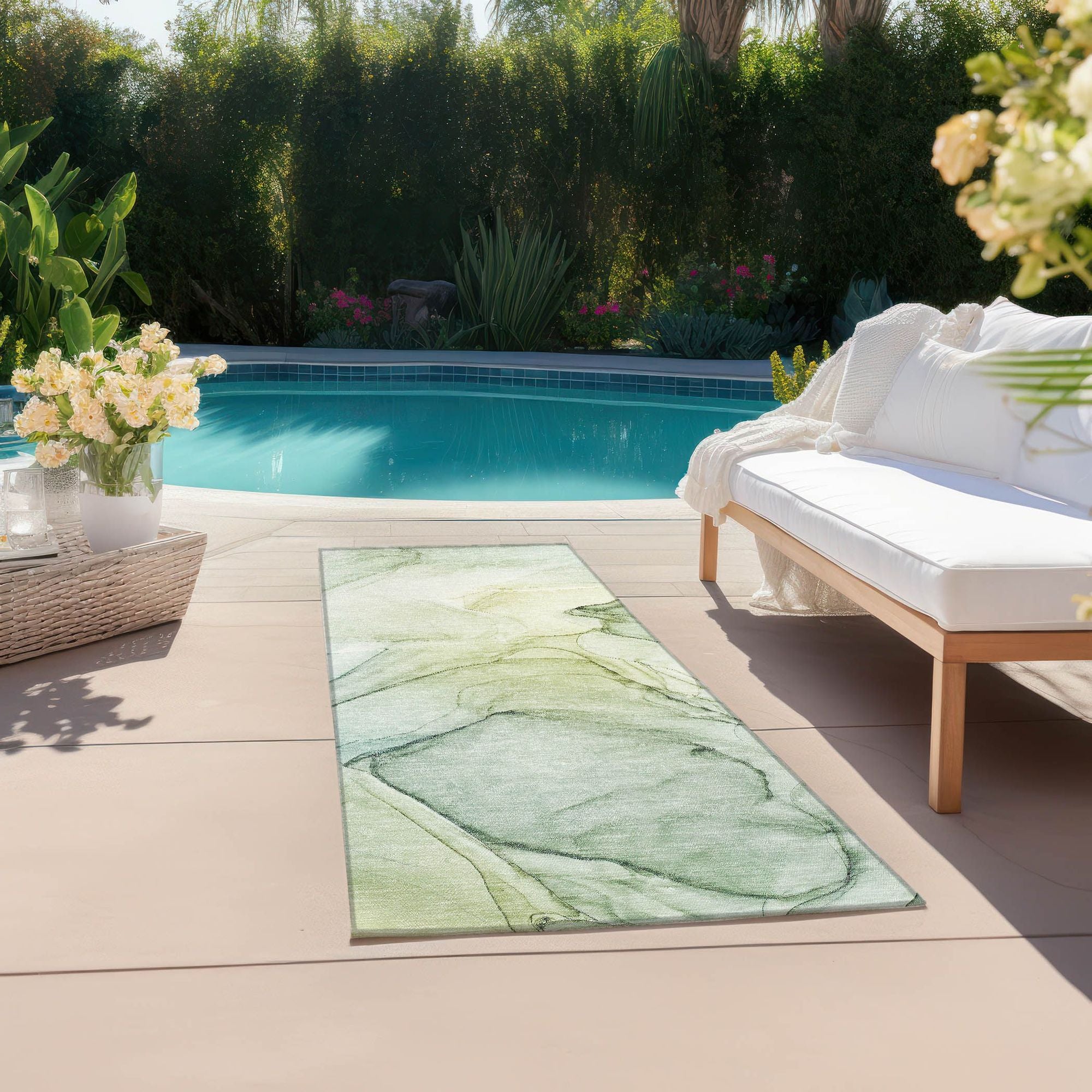Machine Made ACN502 Green Rugs