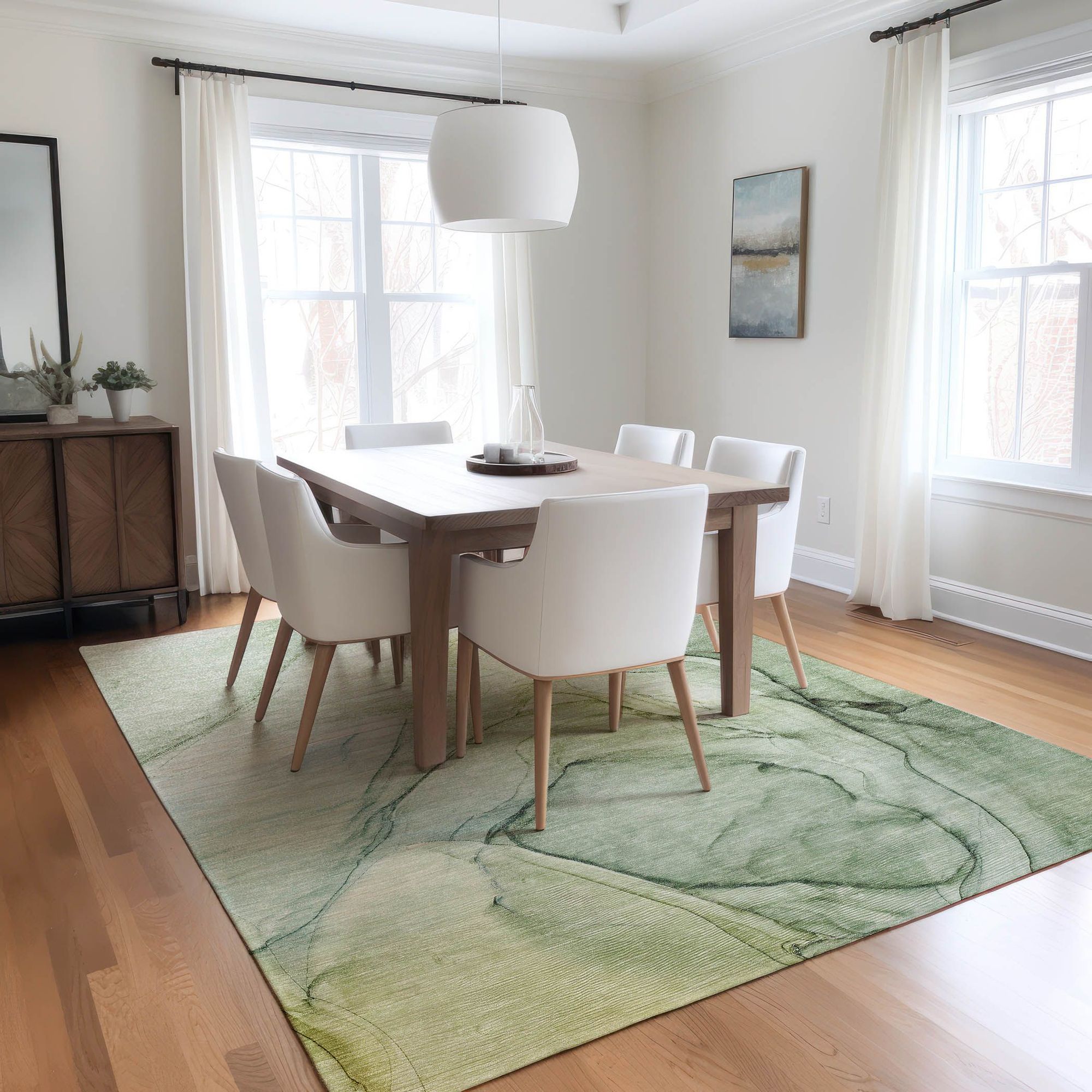 Machine Made ACN502 Green Rugs