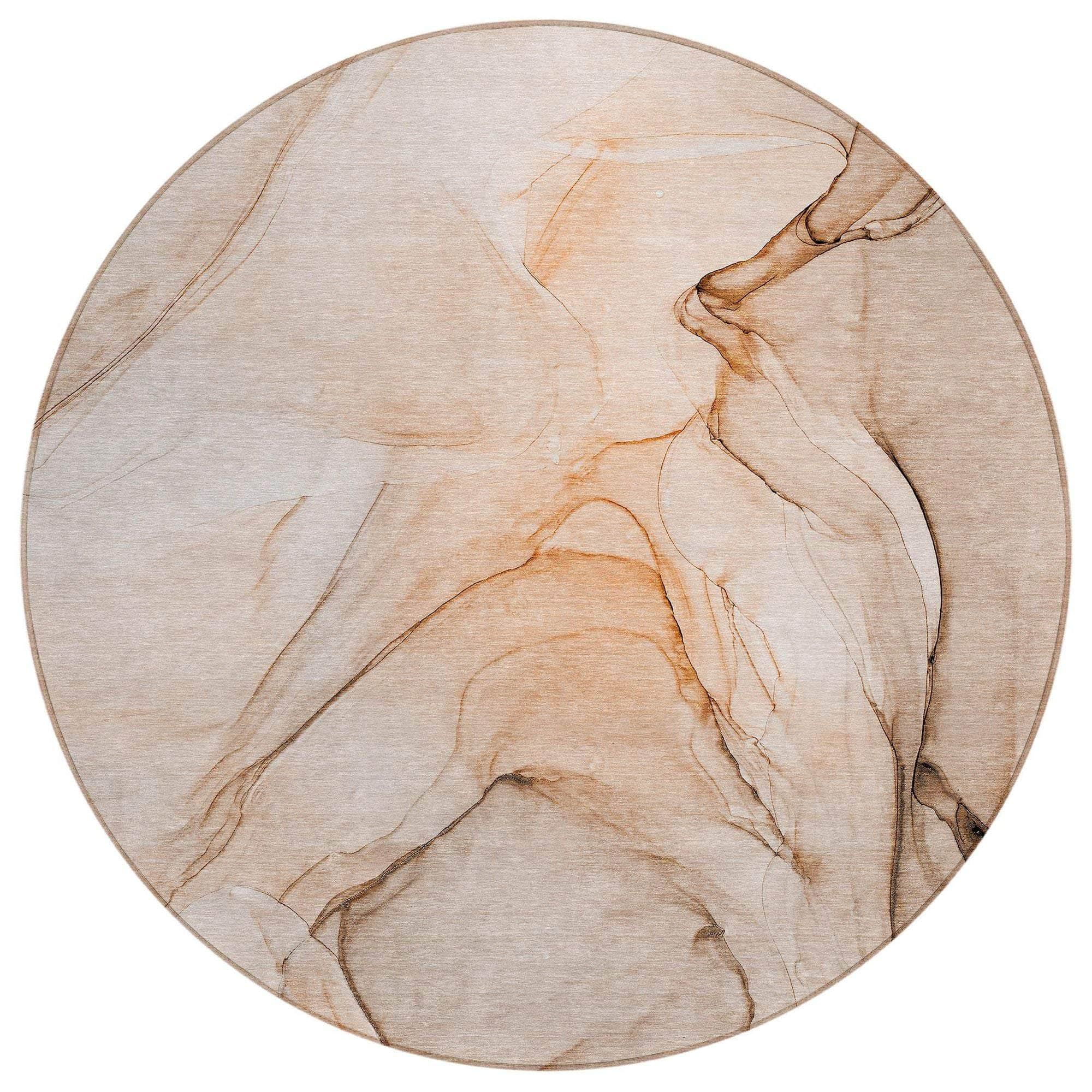 Machine Washable Orange Rug - Indoor / Outdoor - Kids / Pet Friendly Watercolors Print Rug