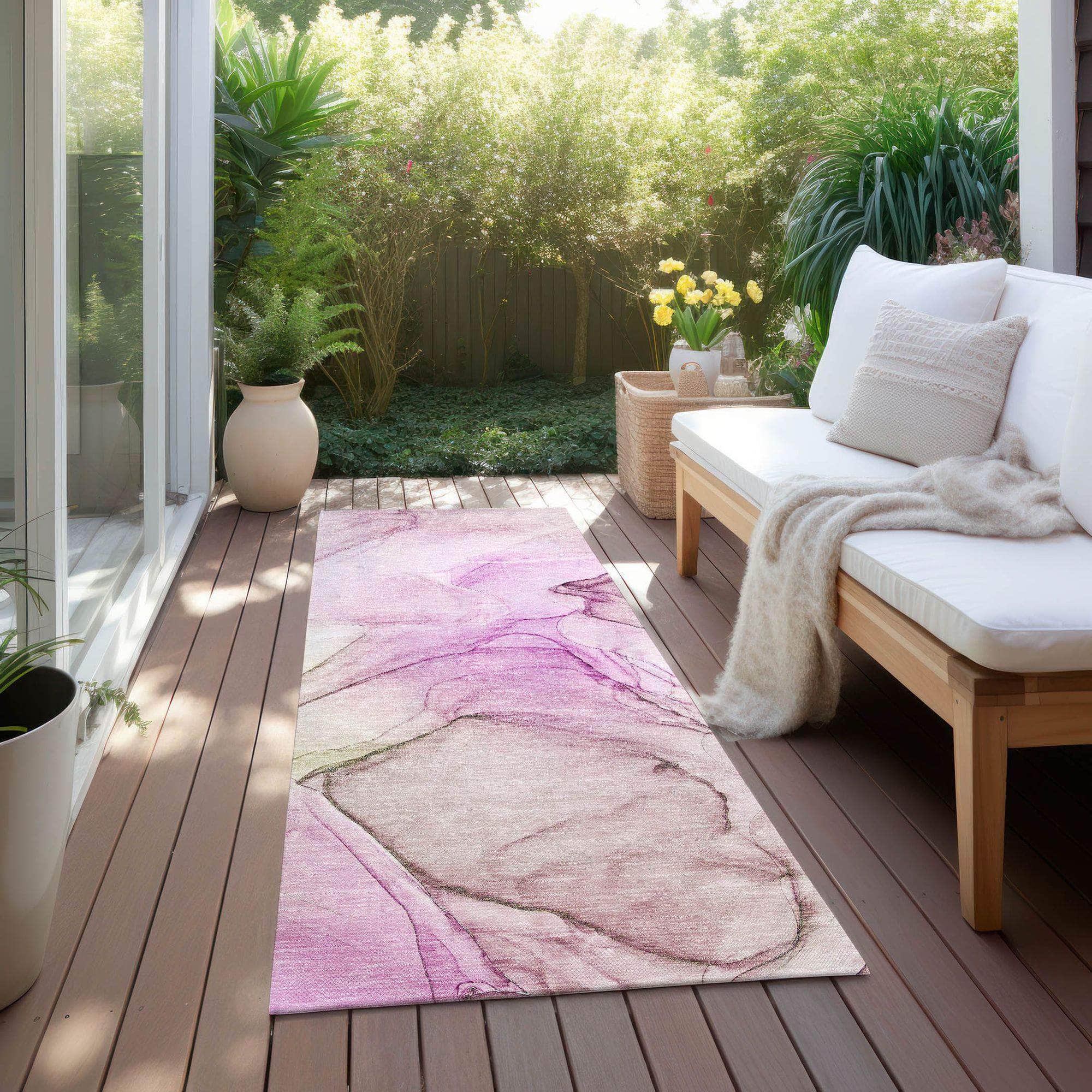 Machine Made ACN502 Pink Rugs