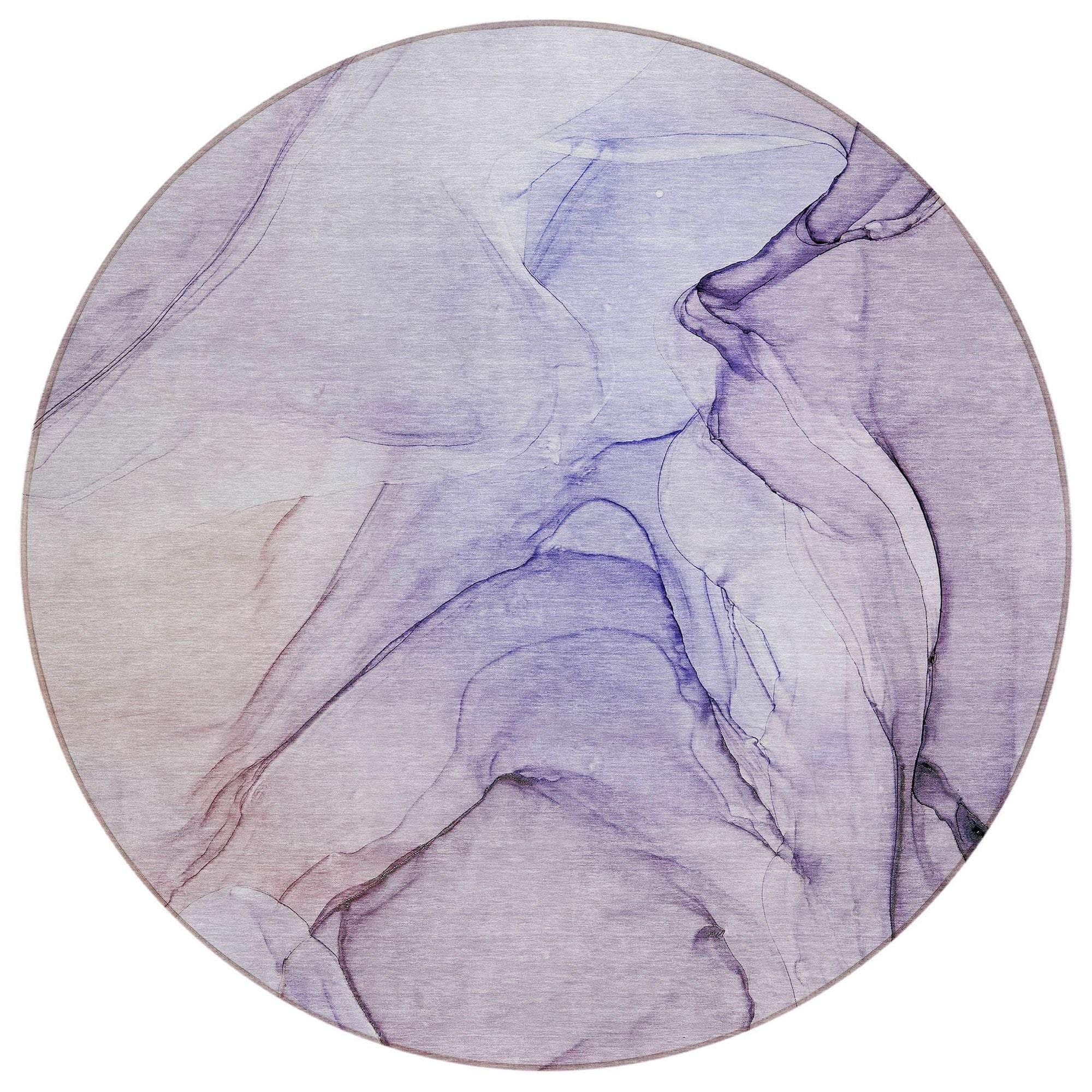 Machine Washable Purple Rug - Indoor / Outdoor - Kids / Pet Friendly Watercolors Print Rug