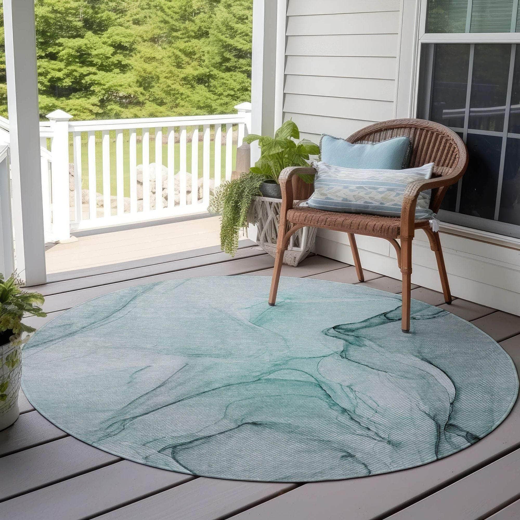 Machine Made ACN502 Teal Rugs