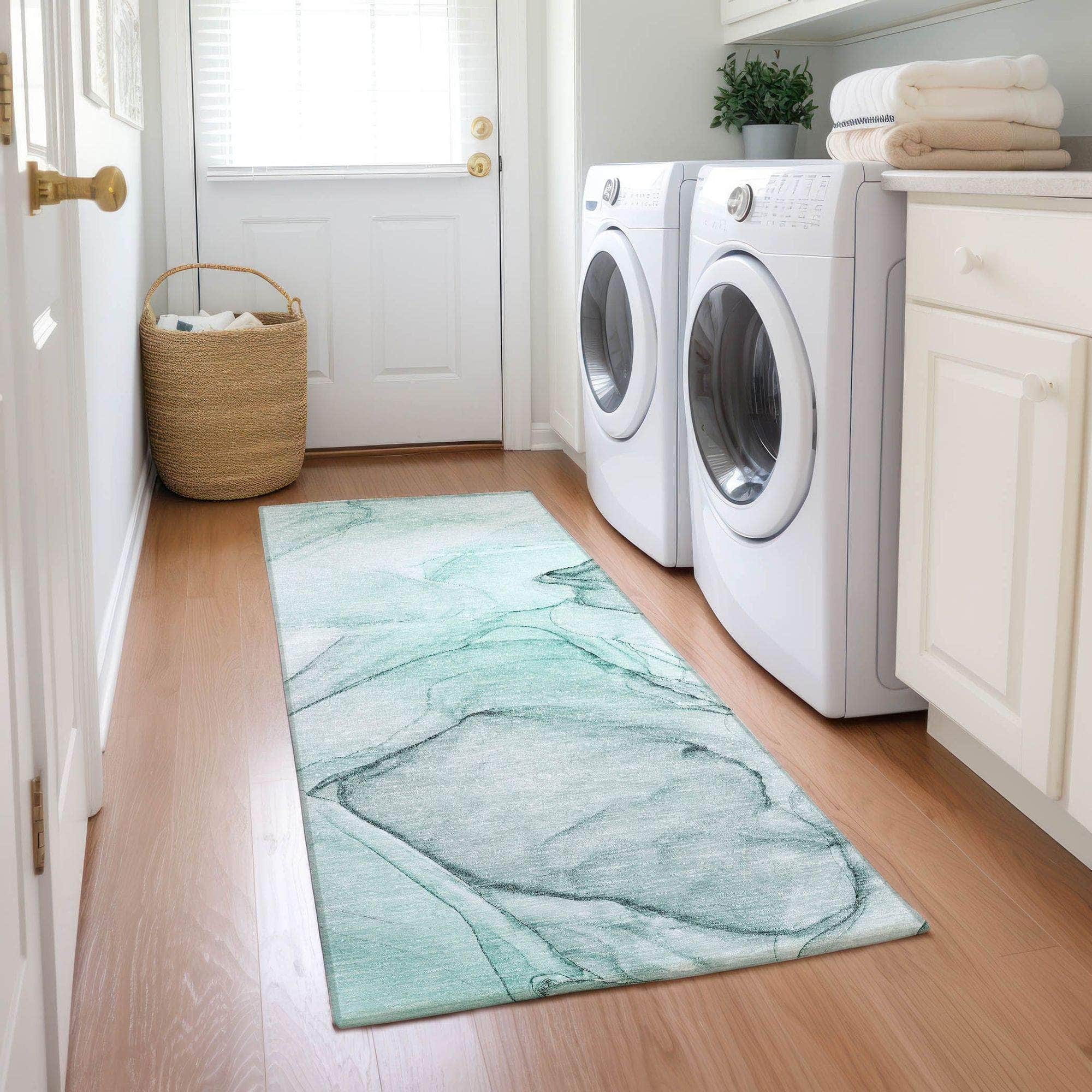 Machine Made ACN502 Teal Rugs