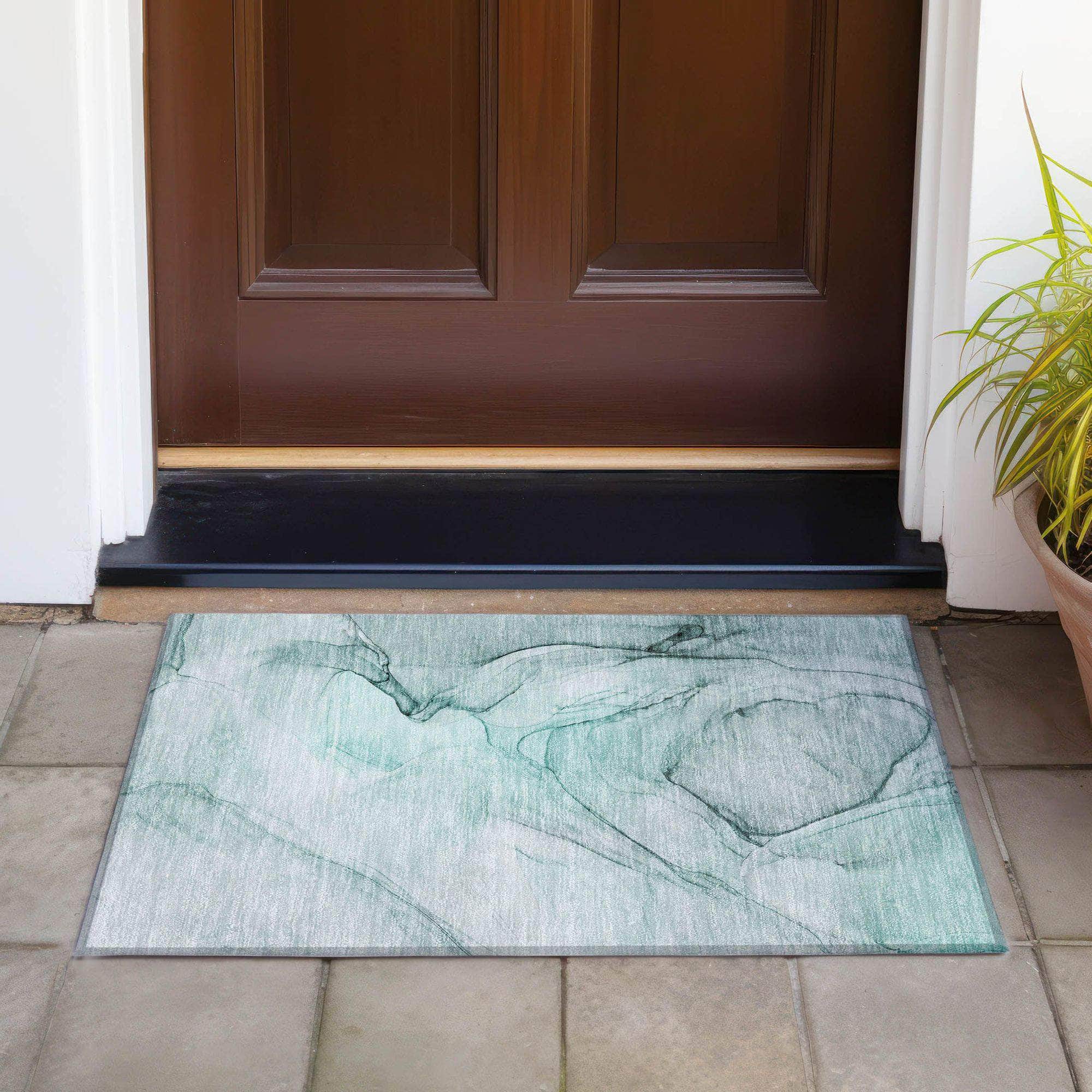 Machine Made ACN502 Teal Rugs
