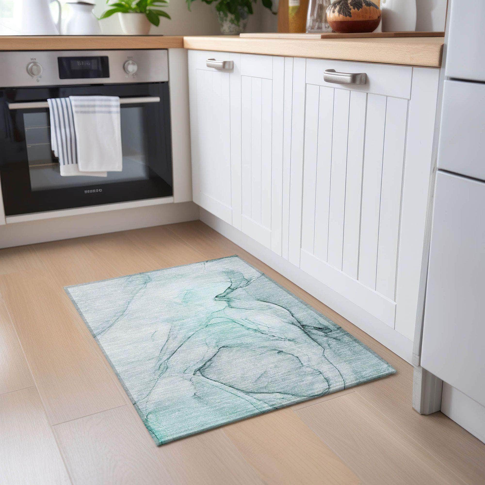 Machine Made ACN502 Teal Rugs
