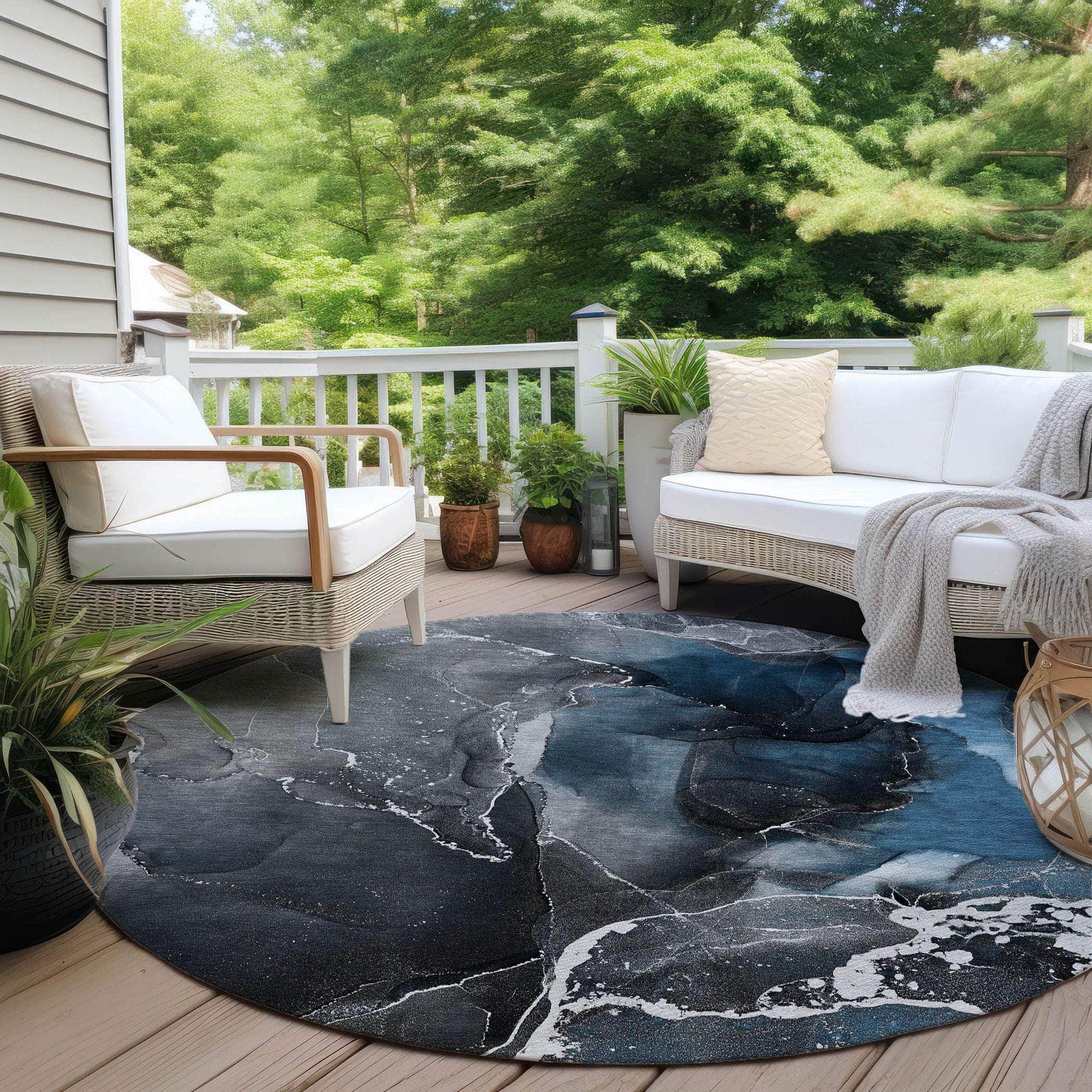 Machine Made ACN503 Blue Rugs