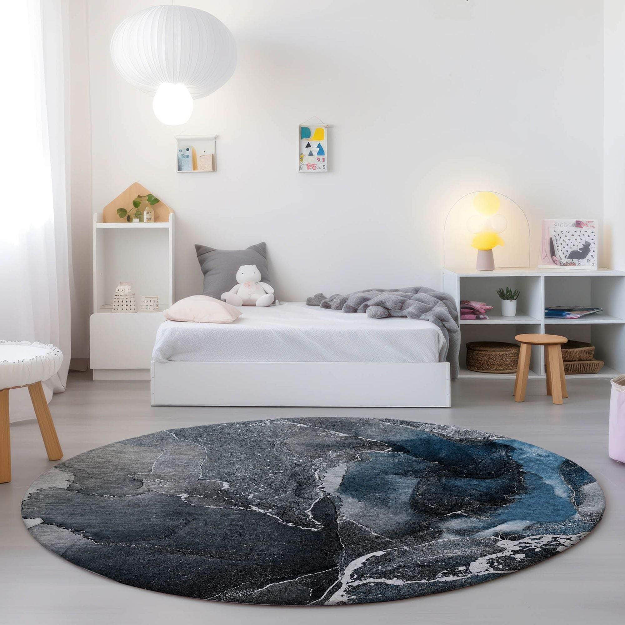 Machine Made ACN503 Blue Rugs