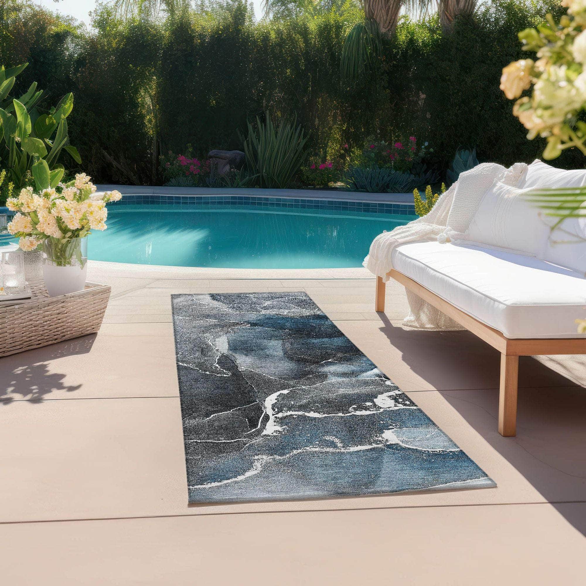 Machine Made ACN503 Blue Rugs