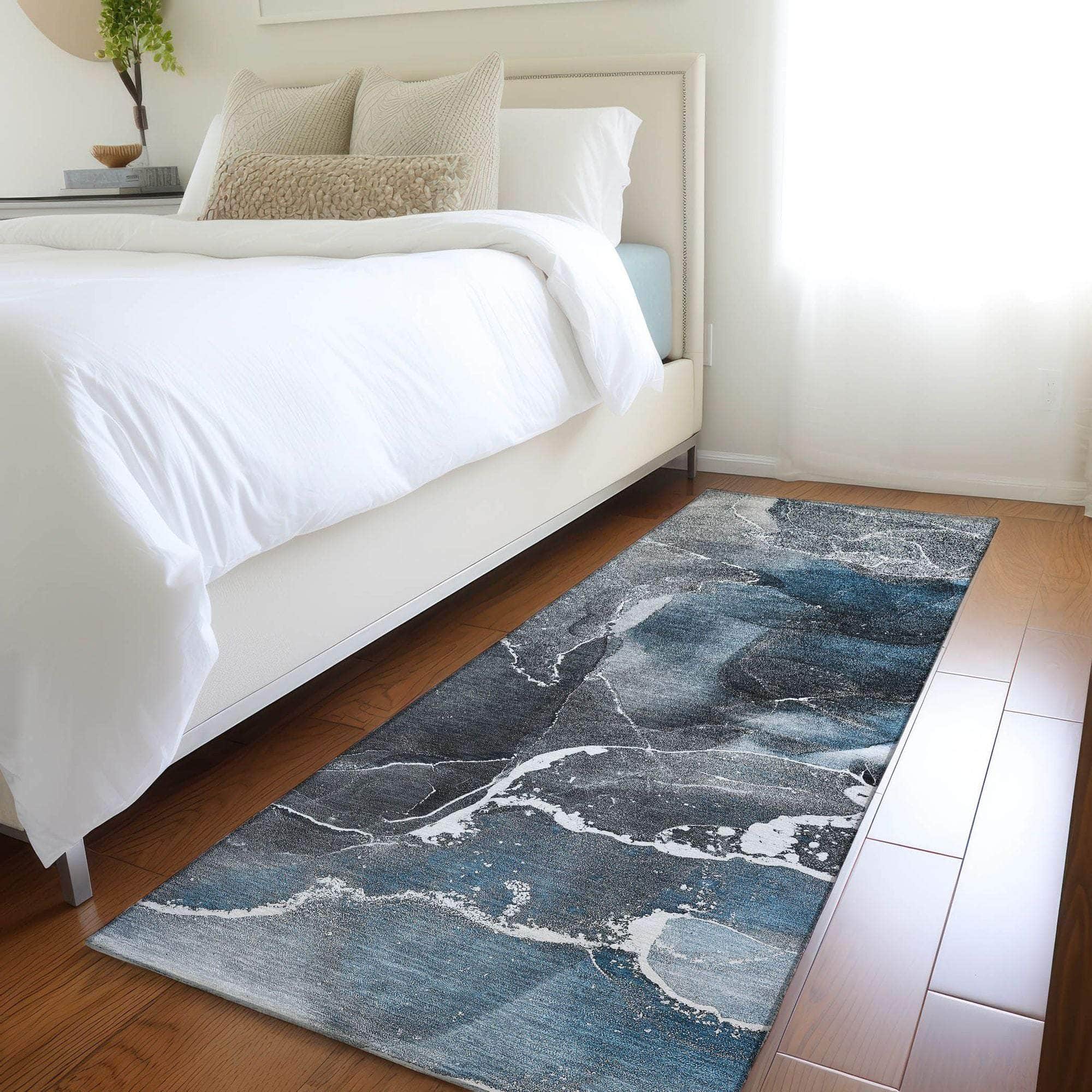 Machine Made ACN503 Blue Rugs