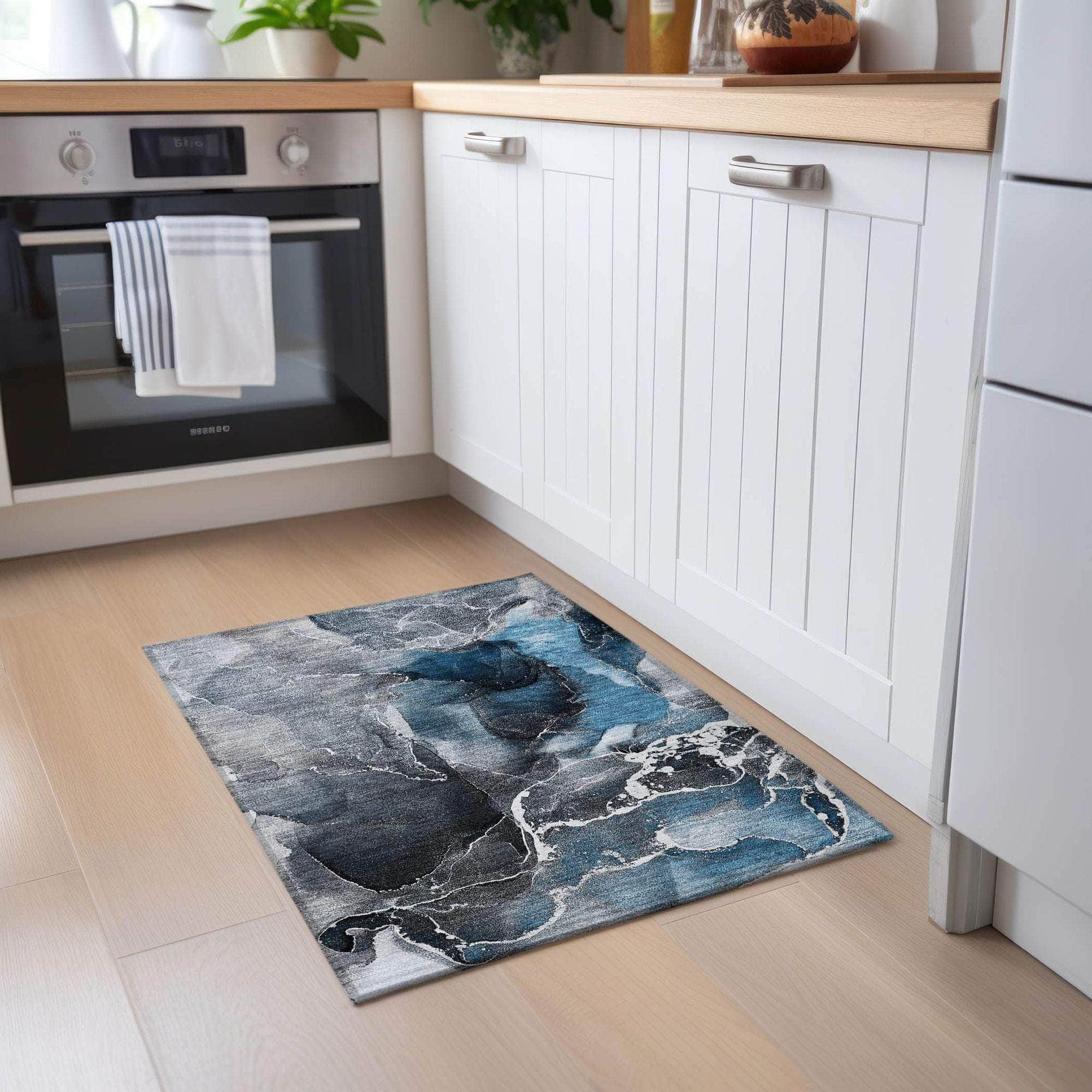 Machine Made ACN503 Blue Rugs