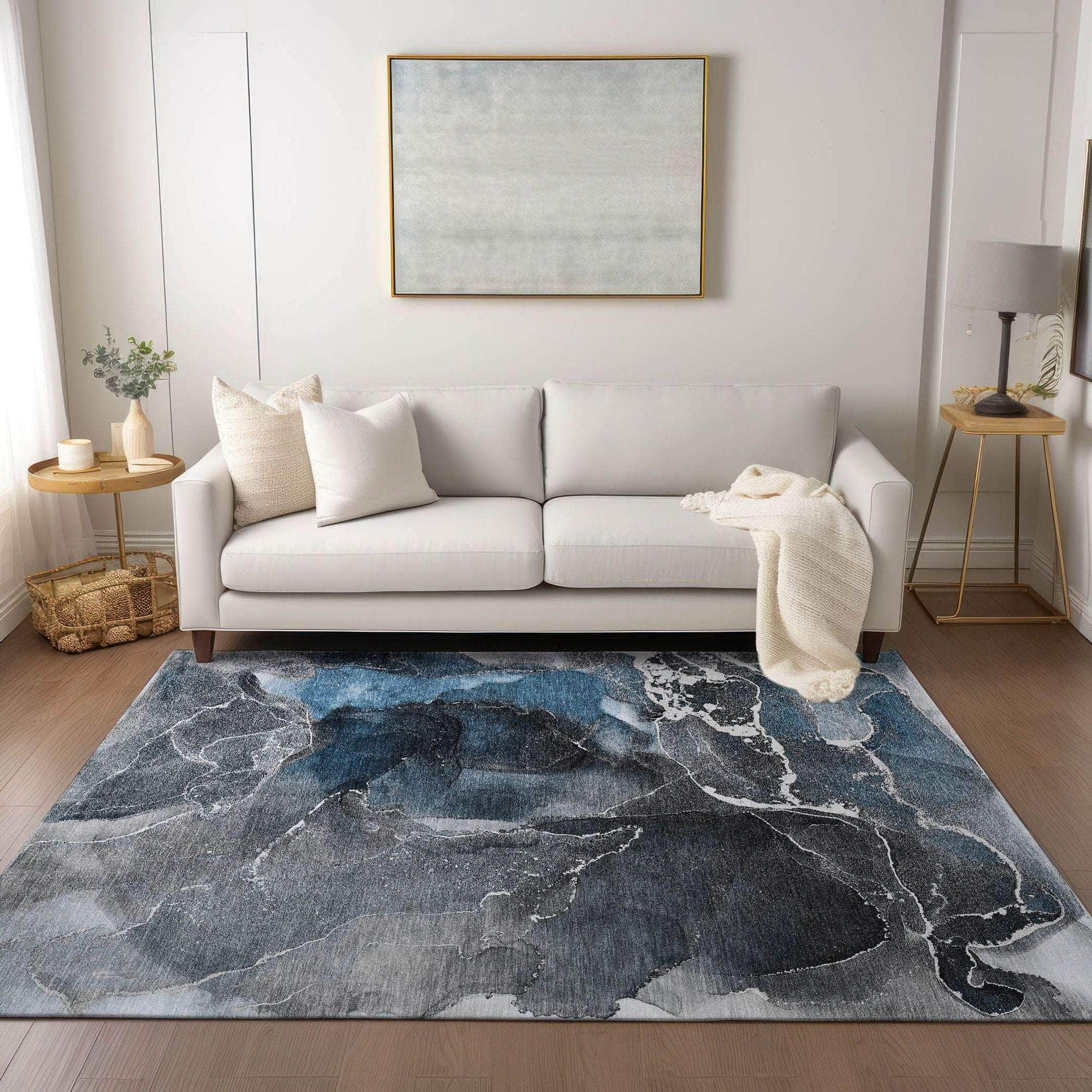 Machine Made ACN503 Blue Rugs