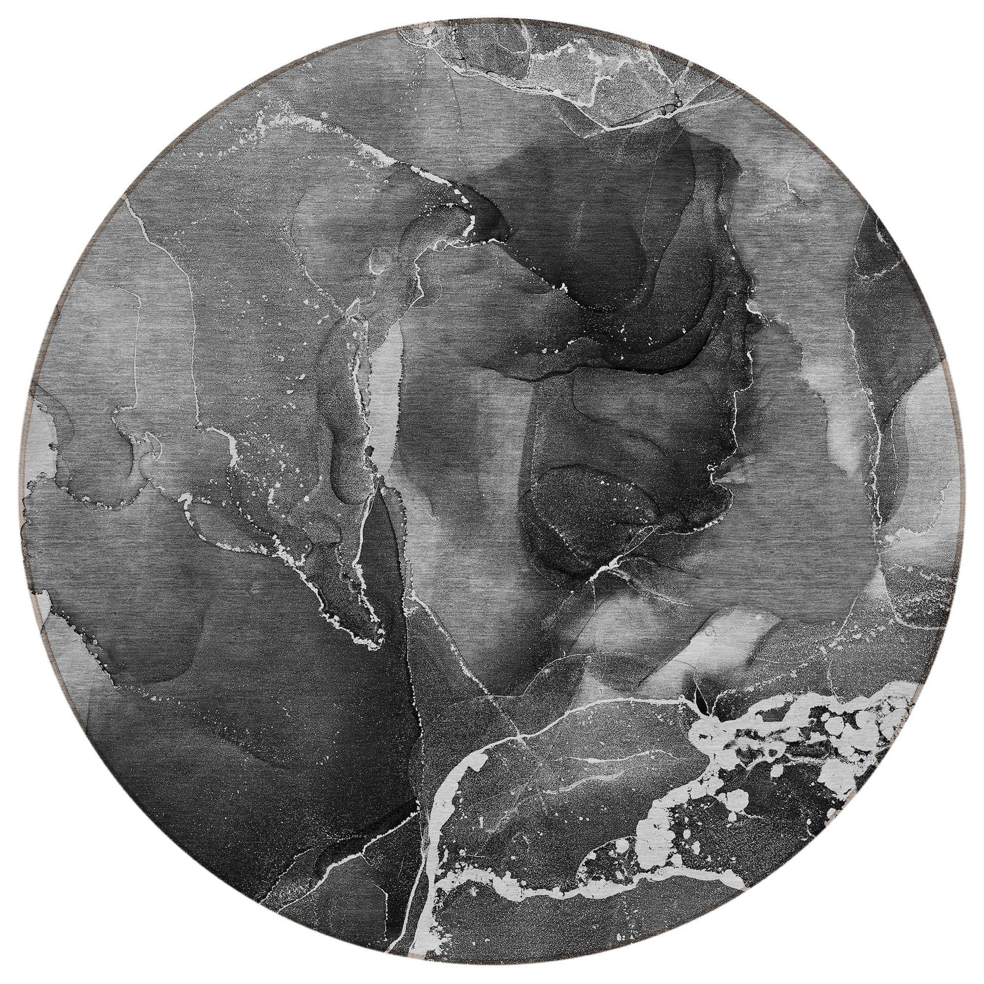 Machine Washable Gray Rug - Indoor / Outdoor - Kids / Pet Friendly Watercolors Print Rug