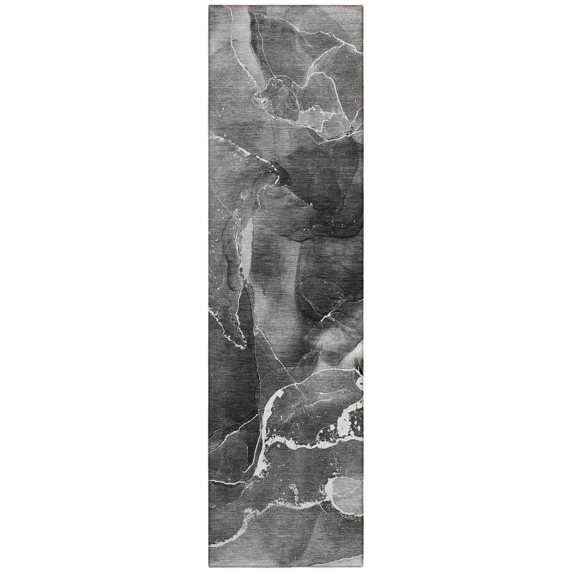 Machine Washable Gray Rug - Indoor / Outdoor - Kids / Pet Friendly Watercolors Print Rug